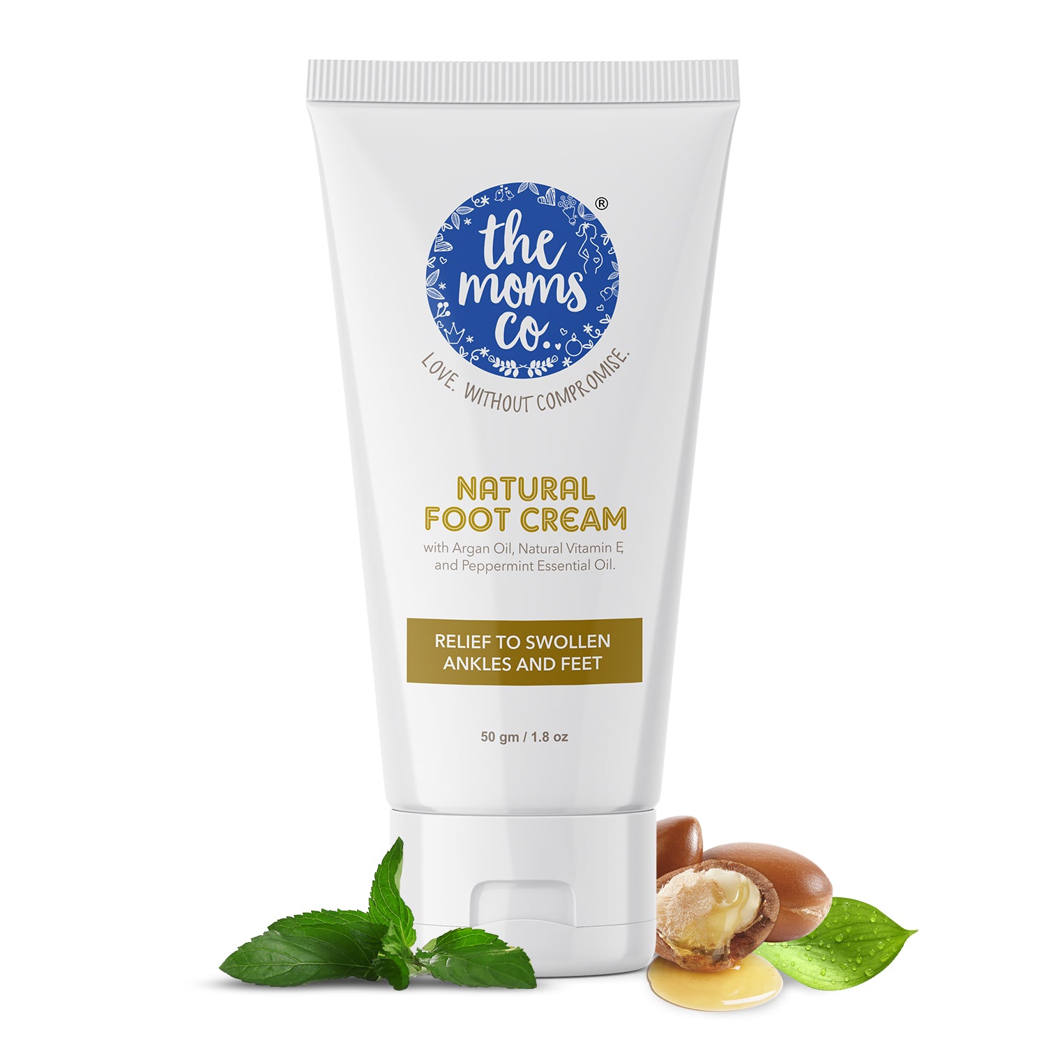 The Moms Co. Natural Foot Cream With Argon oil, Vit E & Peppermint Essential Oil Relief for Swollen Ankles and Feet- 50 g