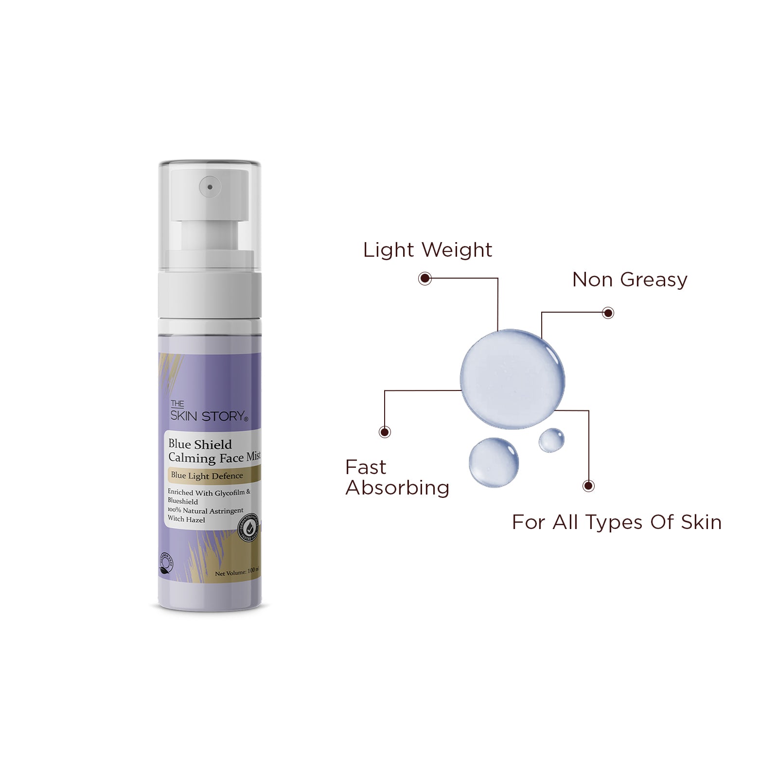 The Skin Story Blue Light Protection Face Mist | UV & Blue Light Defence | Blueshield, Glycofilm & Witch Hazel | Sensitive & All Skin Types | 100ml