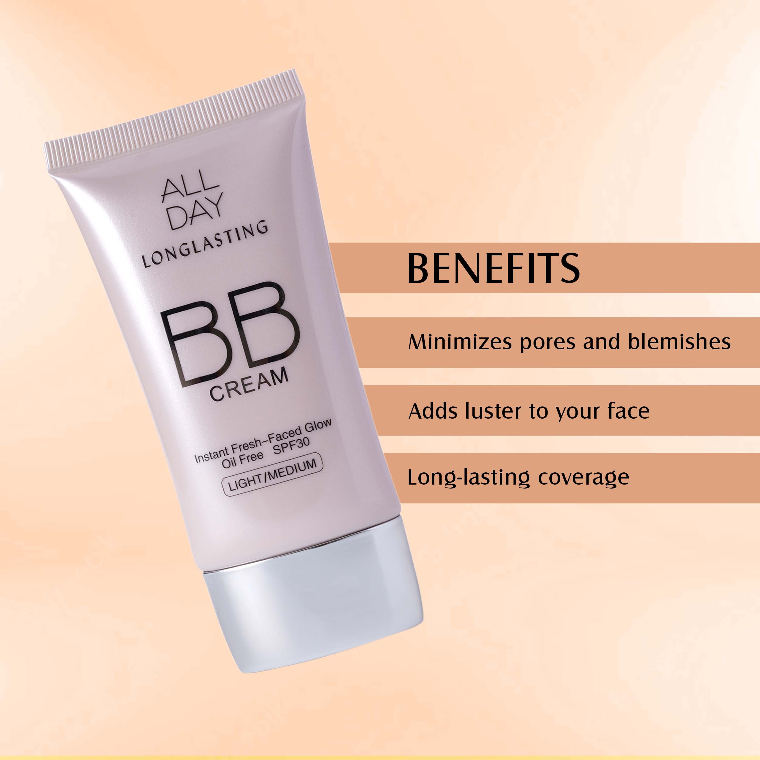 Glam21 BB Cream Instant Brightness Longlasting Coverage+SPF30| Lightweight Soft Texture Foundation, 40g (Shade-A02 IVORY)