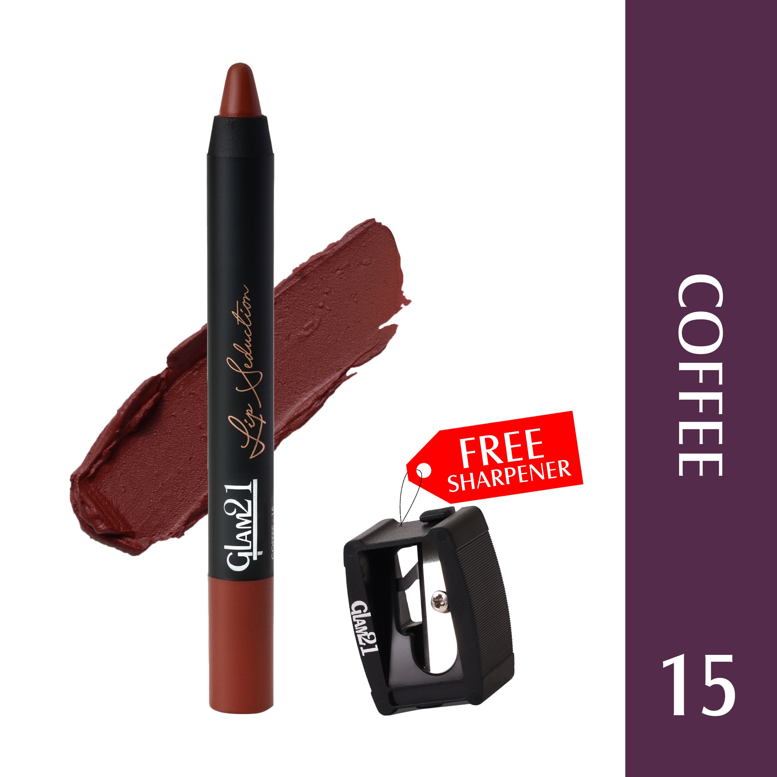 Glam21 Lip Seduction Non-Transfer Crayon Lipstick | Longlasting Creamy Matte Formula (Coffee-15, 2.8 g)