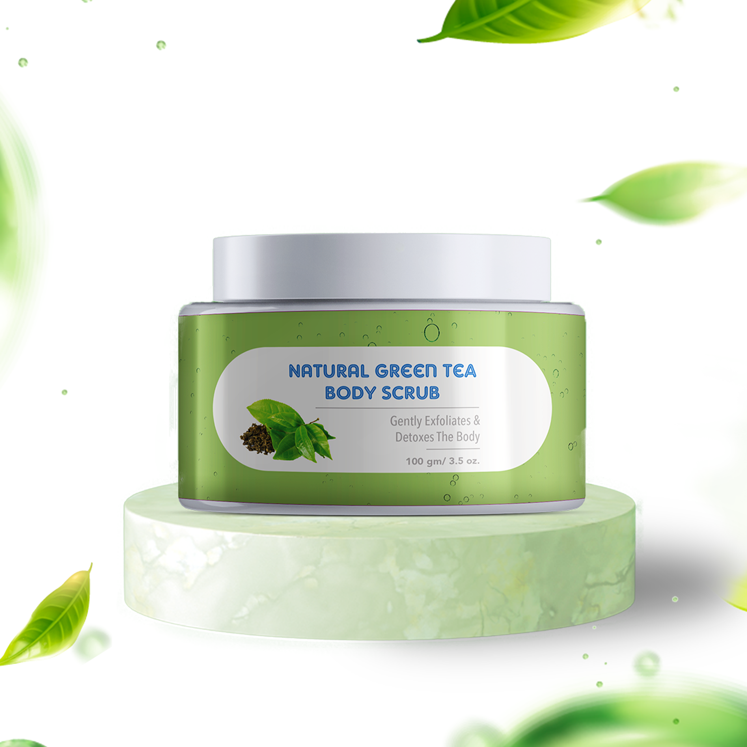 The Moms Co. Natural Green Tea Body Scrub I Gentle Exfoliation & Detox l With Apricot seed, Black Sand and Vitamin C (100 gm)