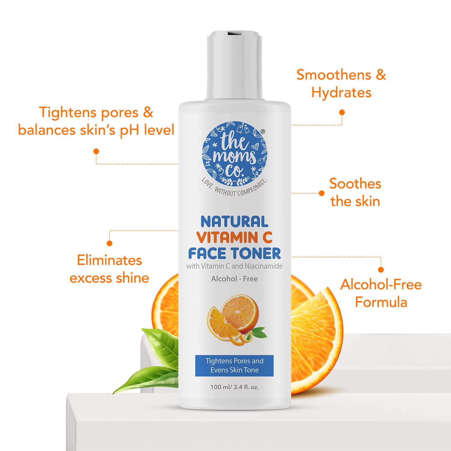 The Moms Co. Natural Daily Vitamin C Face Toner| Alcohol-free l Tighten Pore l Even-Tone-Hydrate Skin (100 ml)