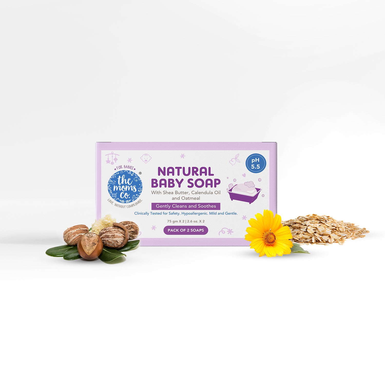 The Moms Co Natural Baby Soap with mono carton - 75 gm ( Pack of 2)