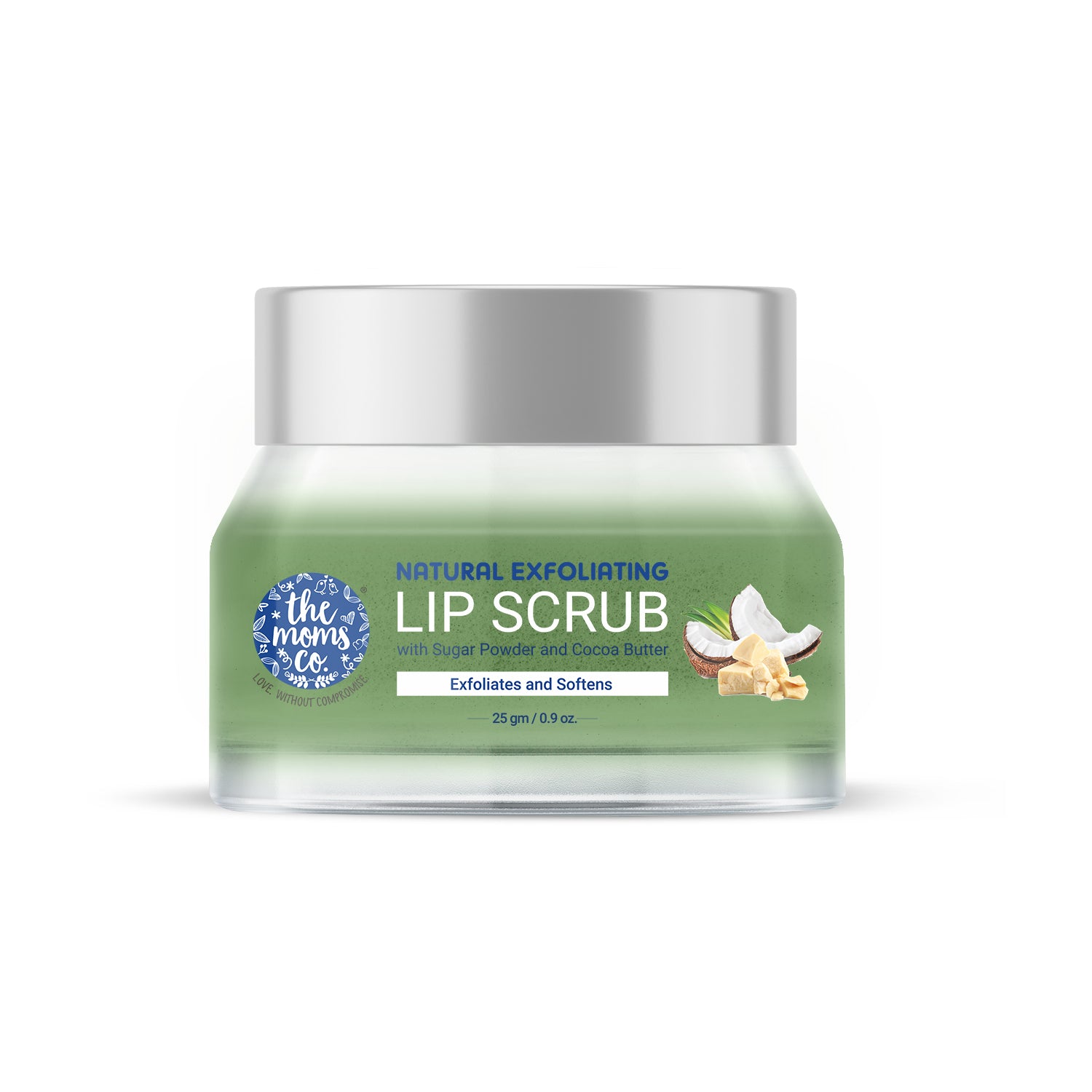 The Moms Co. Exfoliating Lip Scrub for Women & Men - Lightening and Brightening Dark Lips with Sugar Powder & Cocoa Butter - 25 gms