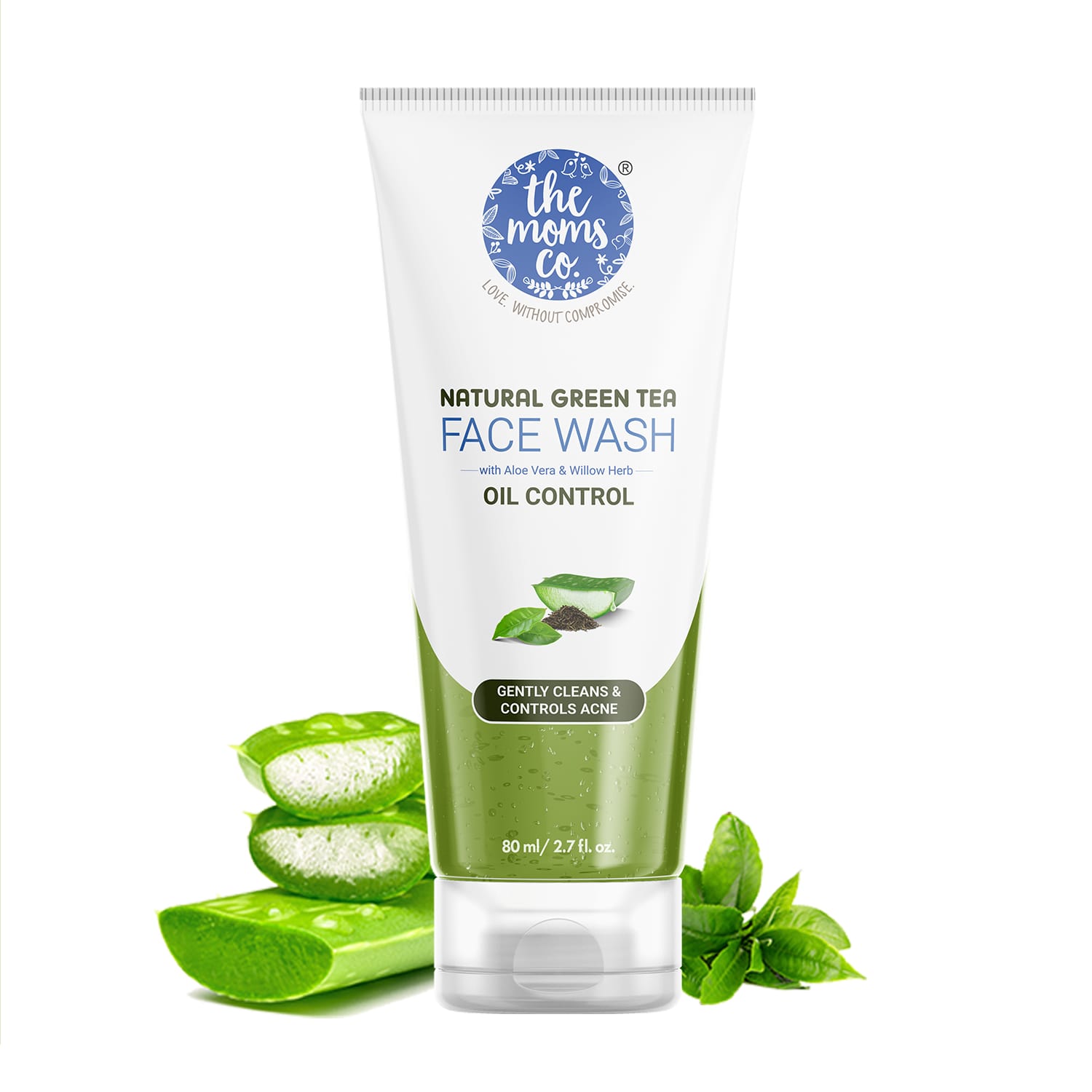 The Moms Co. Natural Green Tea Face Wash l Soap Free l Deep Cleanse l Controls Acne l Hydrates & Soothes l Green Tea l Aloe Vera l 80 ML