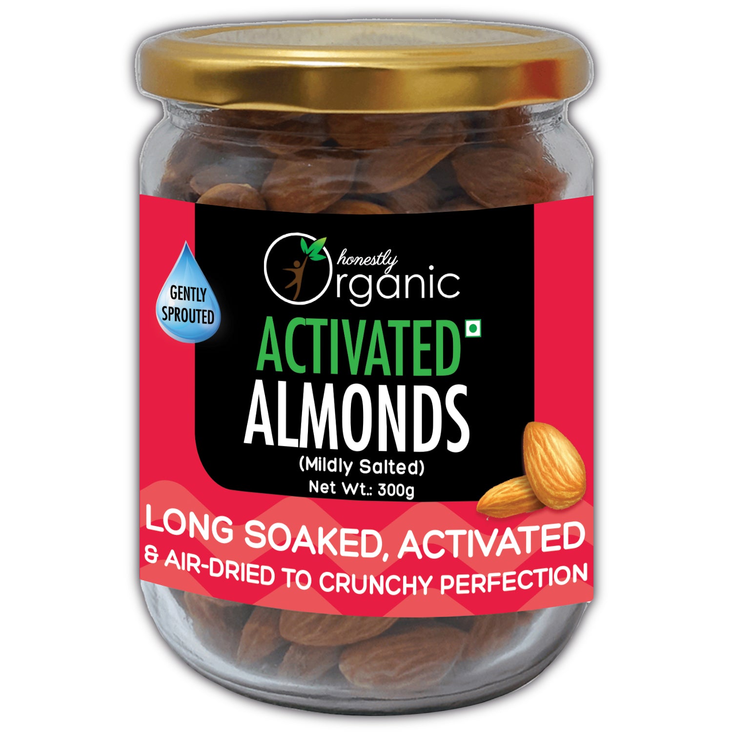 D-Alive Organic Almonds | Activated/Sprouted | Mildly Salted (Long Soaked & Air Dried)