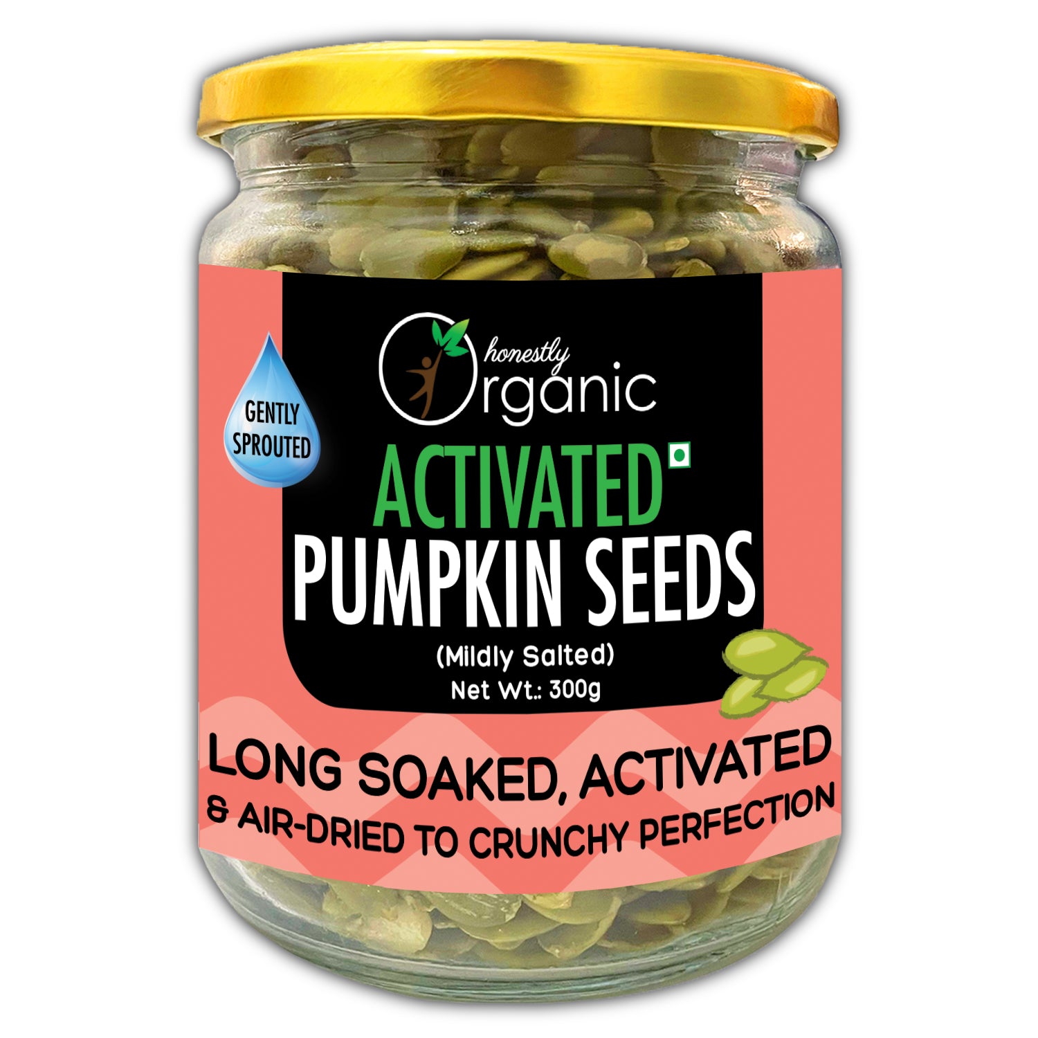 D-Alive Organic Pumpkin Seeds | Activated/Sprouted | Mildly Salted (Long Soaked & Air Dried)