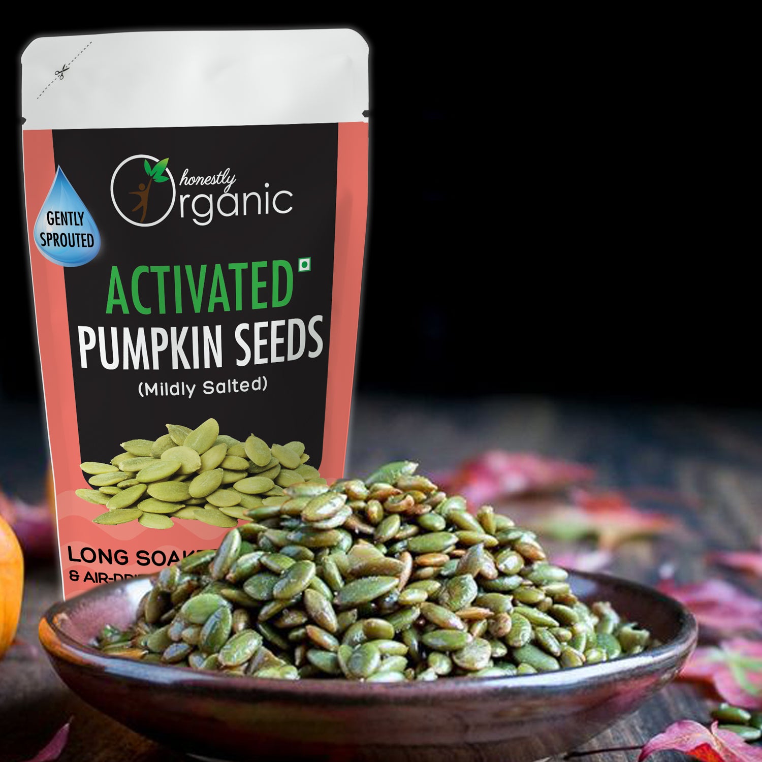 D-Alive Organic Pumpkin Seeds | Activated/Sprouted | Mildly Salted (Long Soaked & Air Dried)