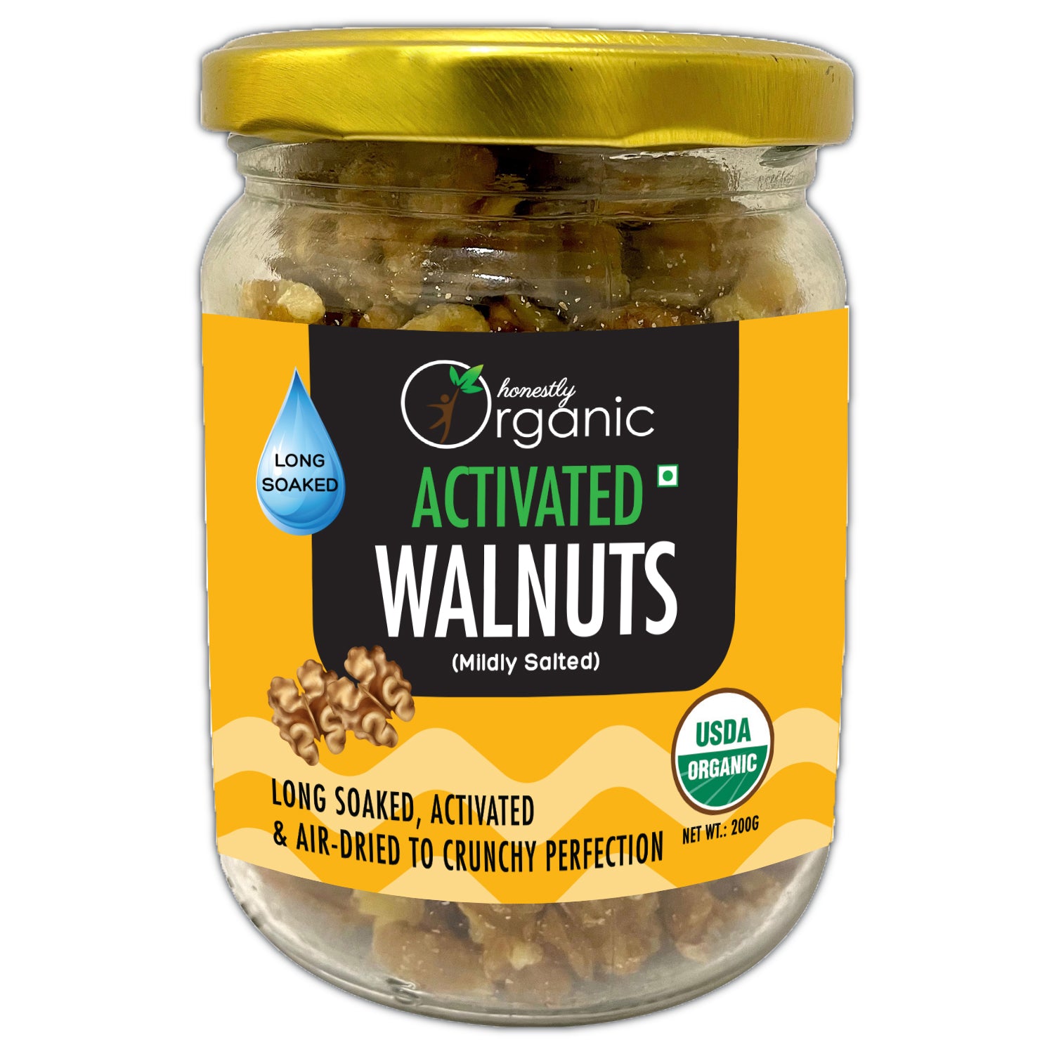 D-Alive Organic Walnuts | Activated/Sprouted | Mildly Salted (USDA Organic, Long Soaked & Air Dried)