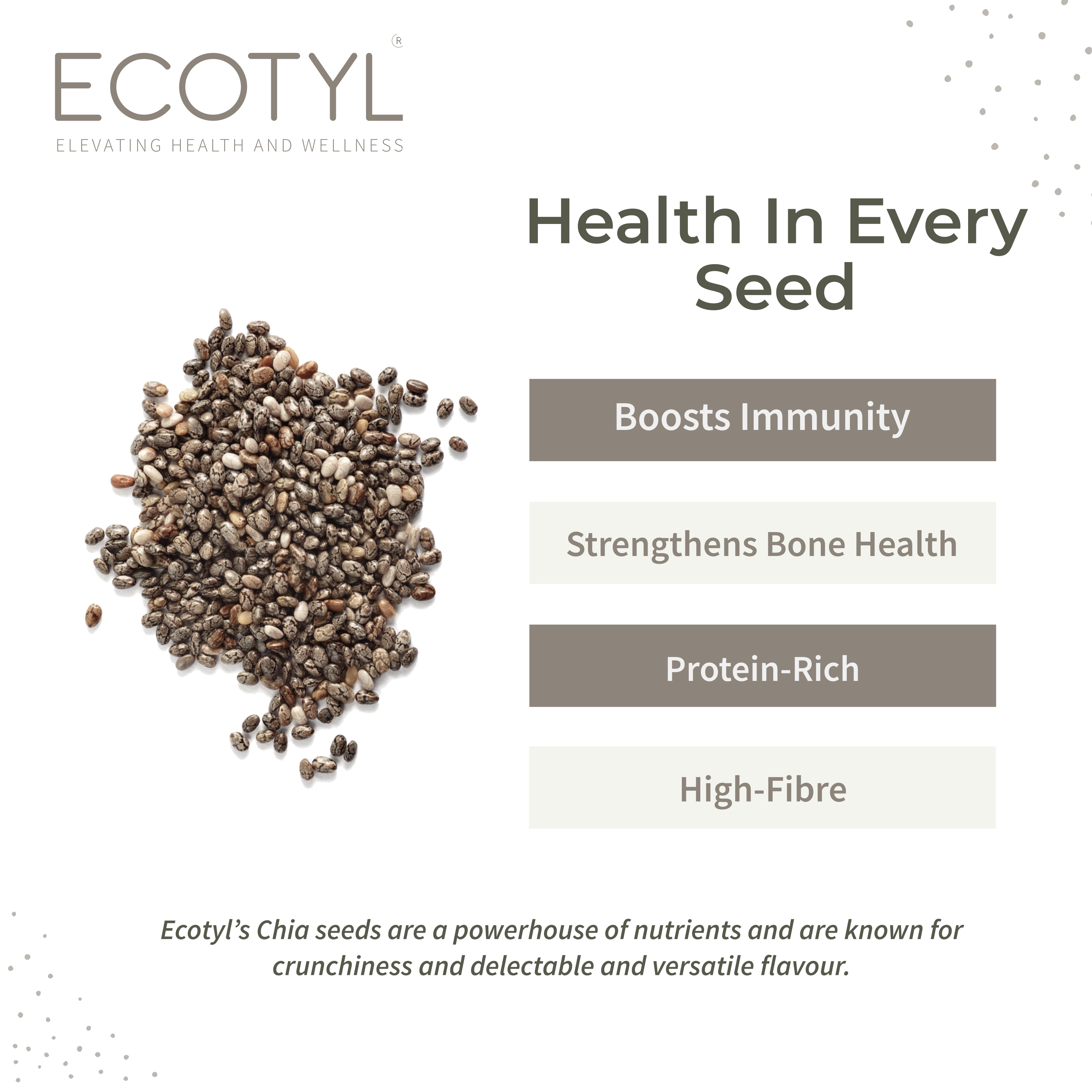Ecotyl Chia Seeds | Raw | Rich in Antioxidants & Fibre | 250g