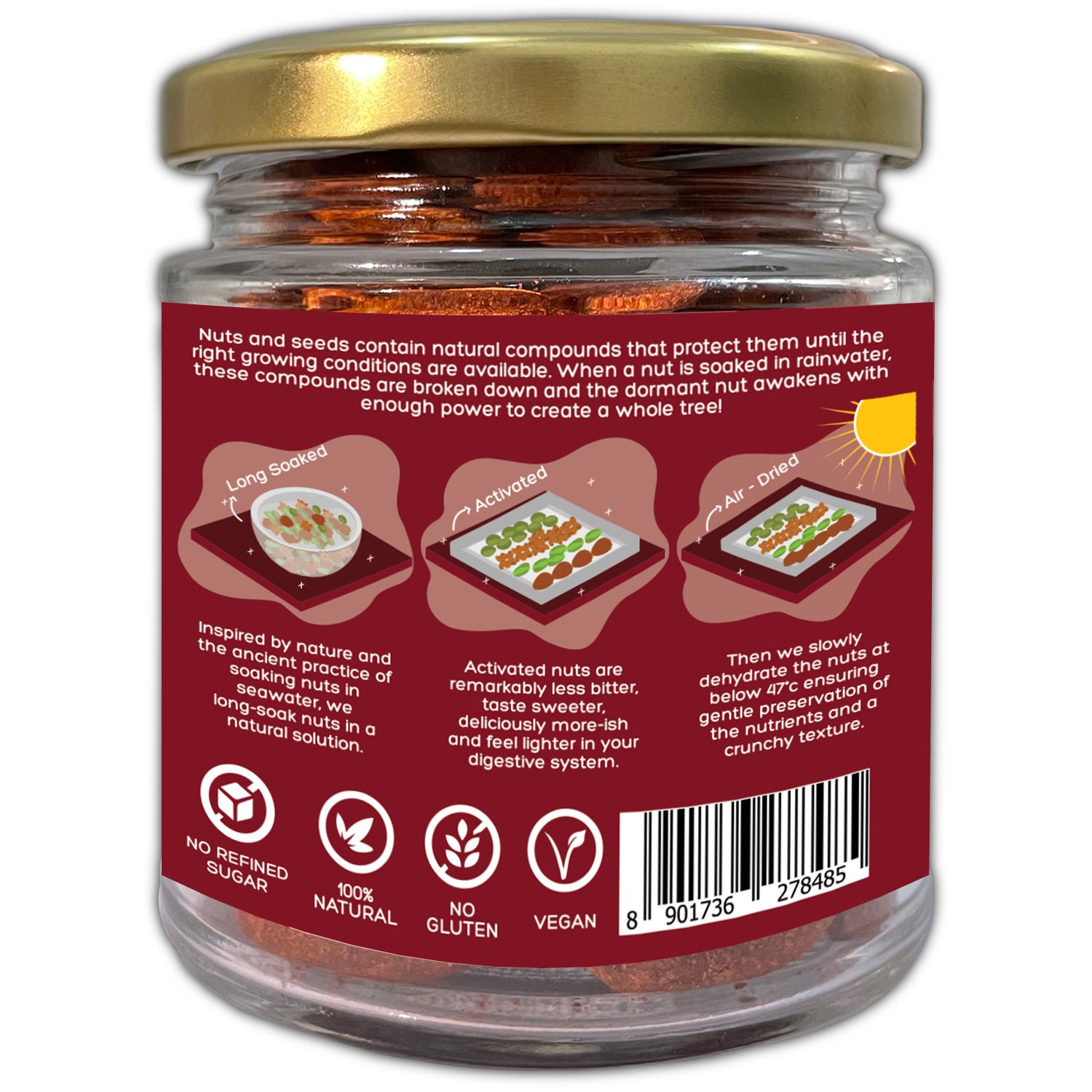 D-Alive Almonds |  Cinnamon Chilli | Activated/Sprouted |Long Soaked & Air Dried to Crunchy Perfection (Pack of 2)