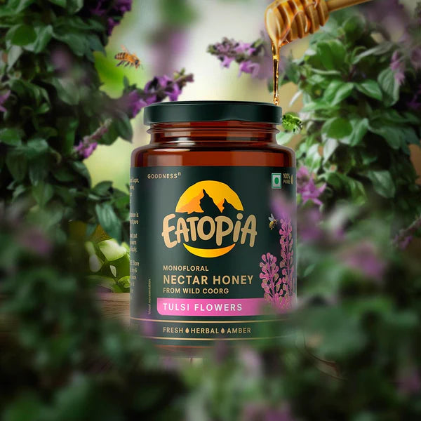Eatopia 100% Pure Natural Honey Tulsi Flower Monofloral Honey | No added Sugar | No Chemicals