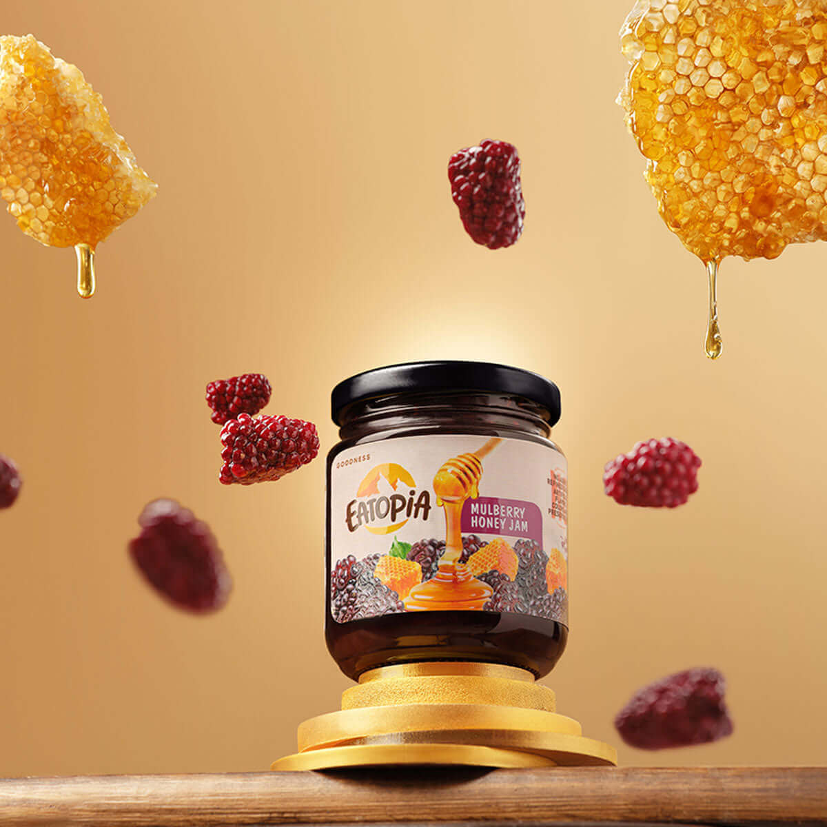 Eatopia Fruit Jam made with Pure Honey | No Refined sugar Strawberry + Mulberry Honey Jam (Combo) 480g