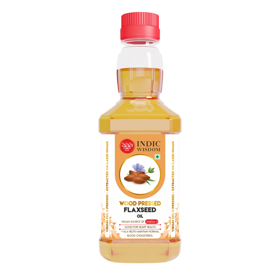 Indic Wisdom Wood Pressed Flaxseed Oil I Cold Pressed I Extracted on Wooden Churner