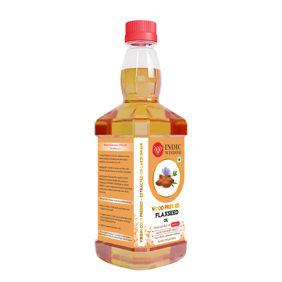 Indic Wisdom Wood Pressed Flaxseed Oil I Cold Pressed I Extracted on Wooden Churner