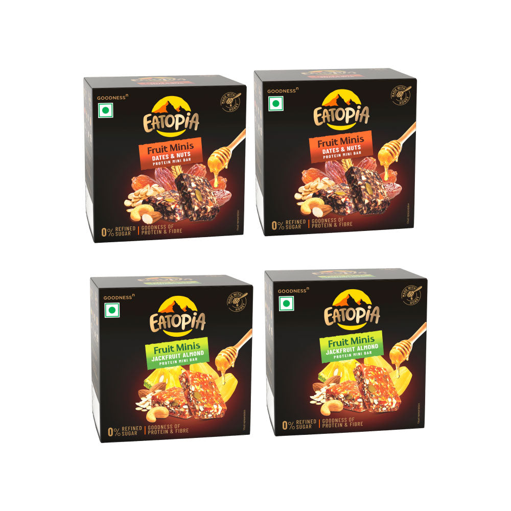 Eatopia Fruit minis made with Real Fruits, Dry Fruit, Nuts 2Dates & nuts +2jackfruit Almonds -400g