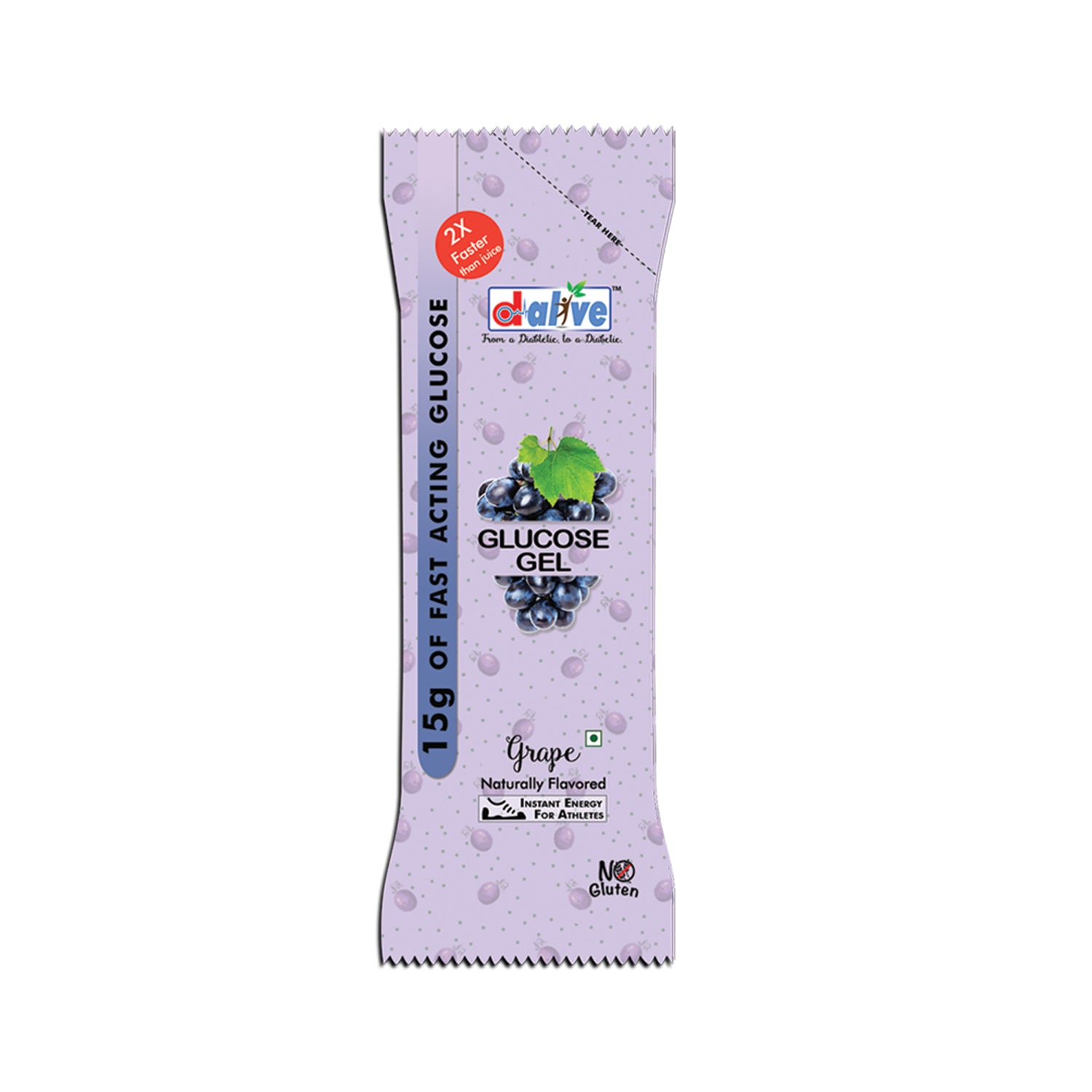 D-Alive 15g of Fast Acting Glucose Gel for treating Hypoglycaemia - Instant Energy Total 3 Pocket Size Sachet: 30g Each