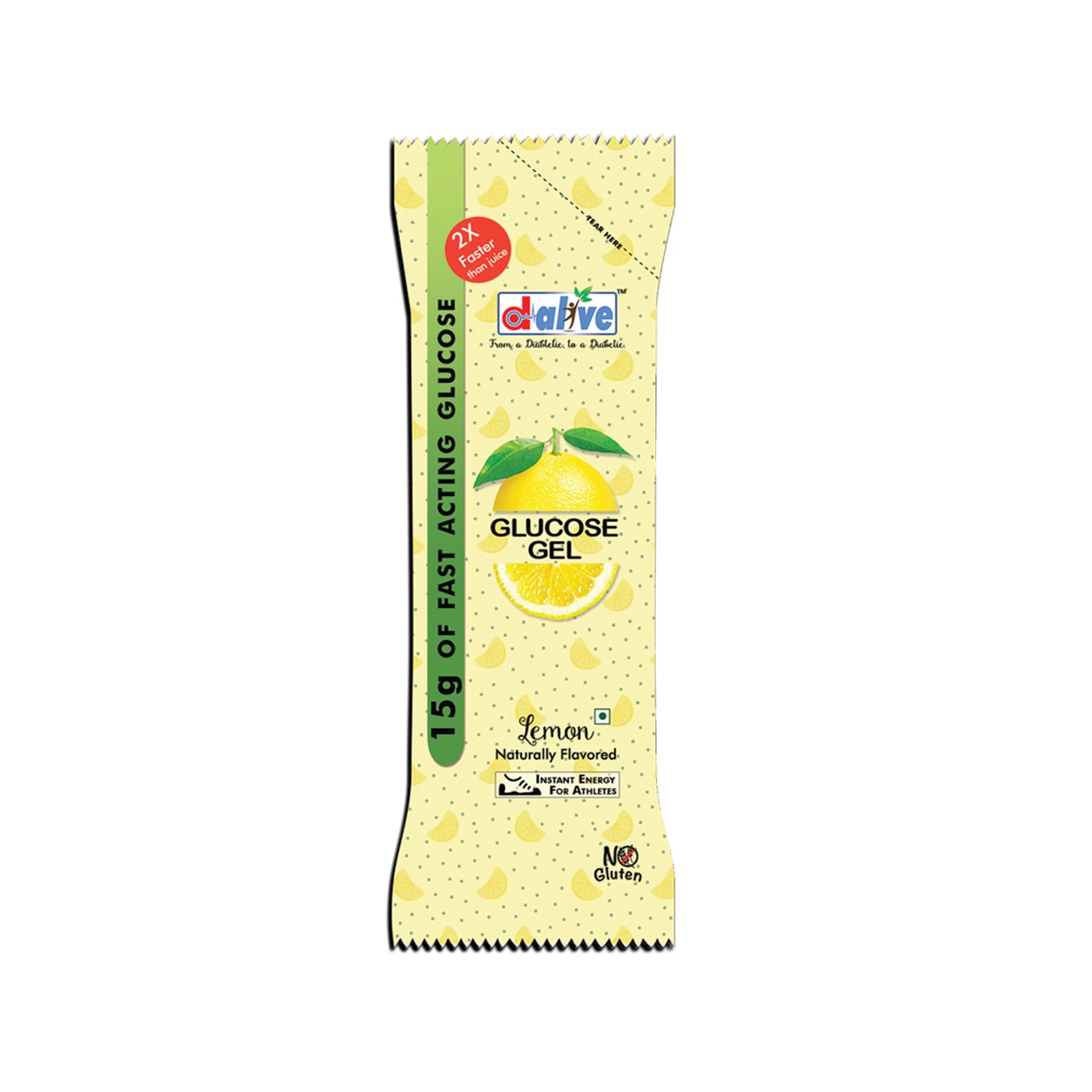 D-Alive 15g of Fast Acting Glucose Gel for treating Hypoglycaemia - Instant Energy Total 3 Pocket Size Sachet: 30g Each