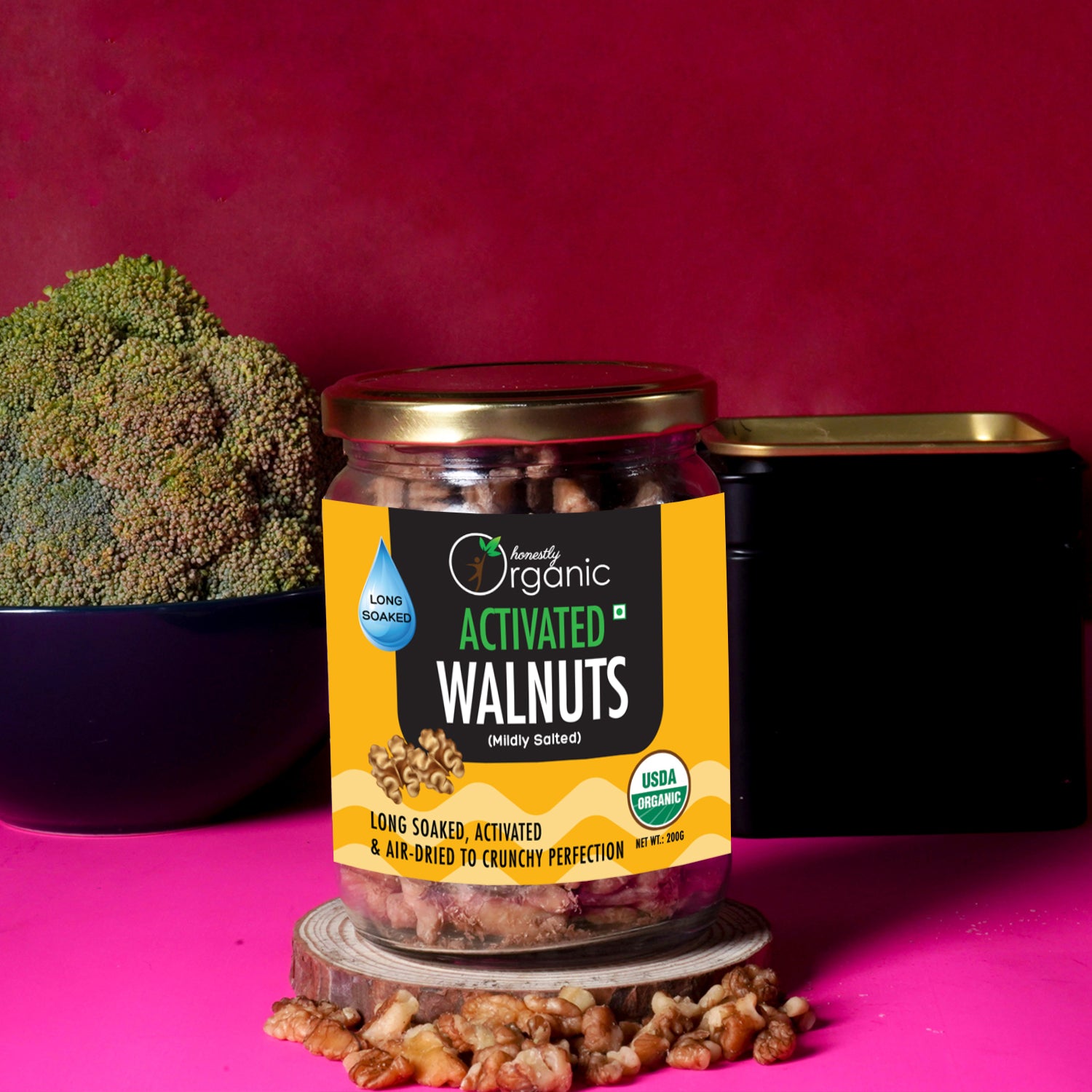 D-Alive Organic Walnuts | Activated/Sprouted | Mildly Salted (USDA Organic, Long Soaked & Air Dried)