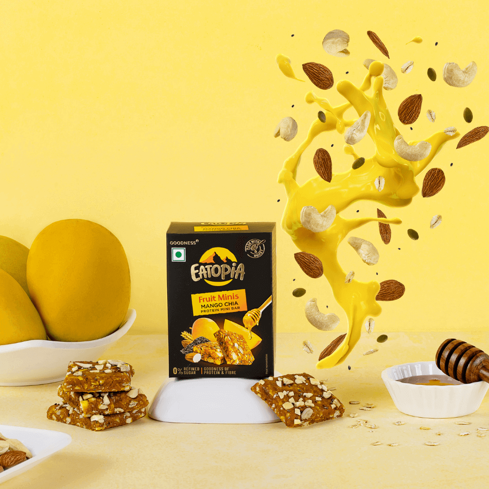 Eatopia Fruit minis made with Real Fruits, Dry Fruit, Nuts -2mango chia + 2jackfruit Almonds - 400g