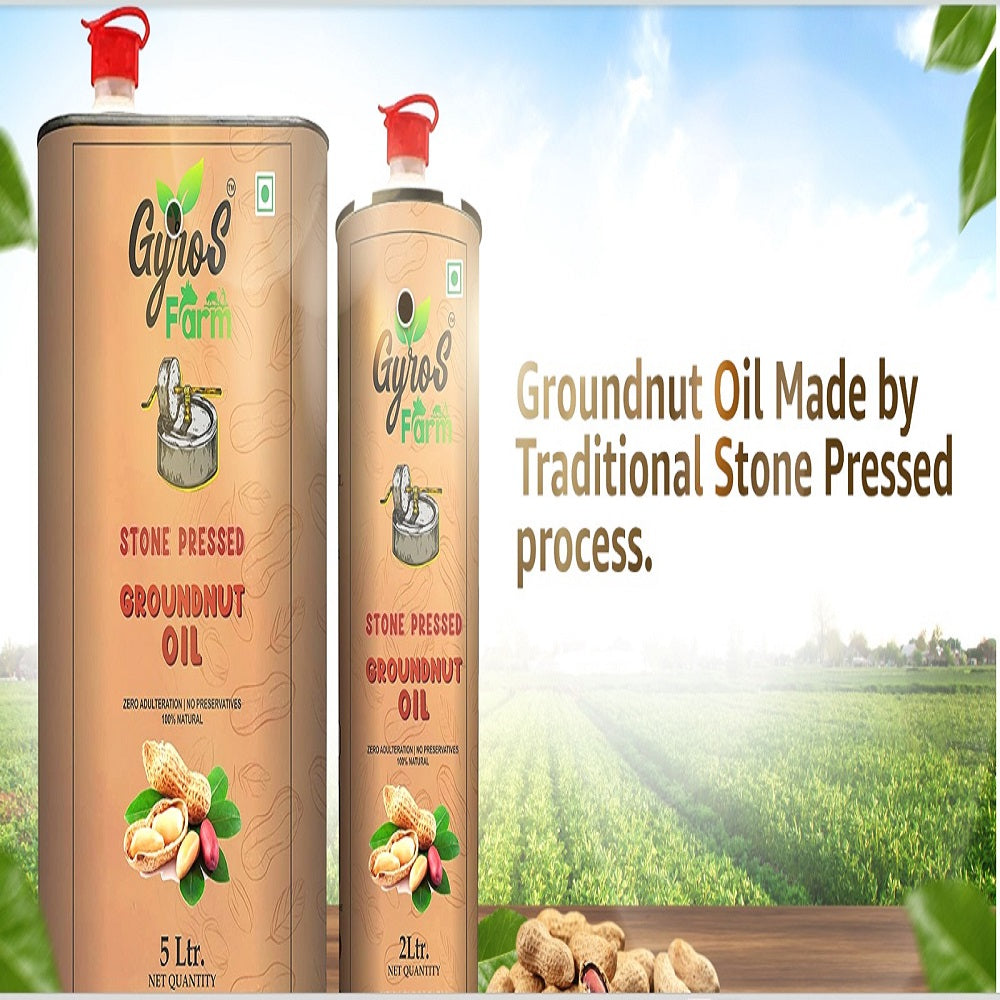 Gyros farm | Stone Cold Wood Pressed | Peanut Groundnut Oil | Chekku/Virgin