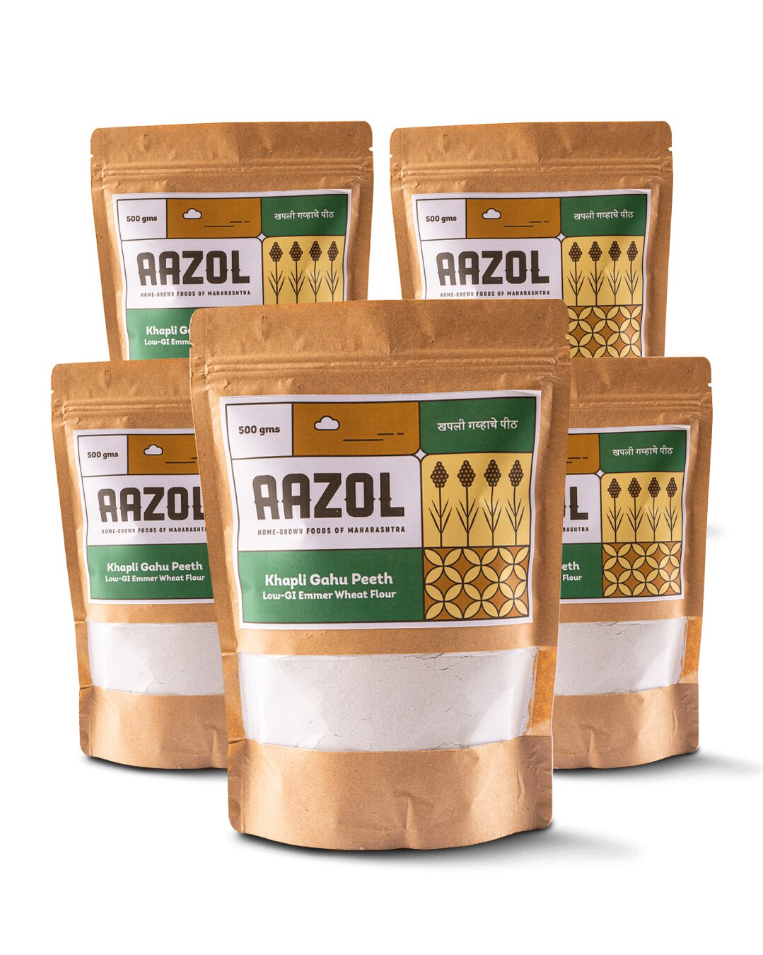 Aazol Khapli Gahu Peeth: Low-GI Emmer Flour - 500gms (Pack of 5)