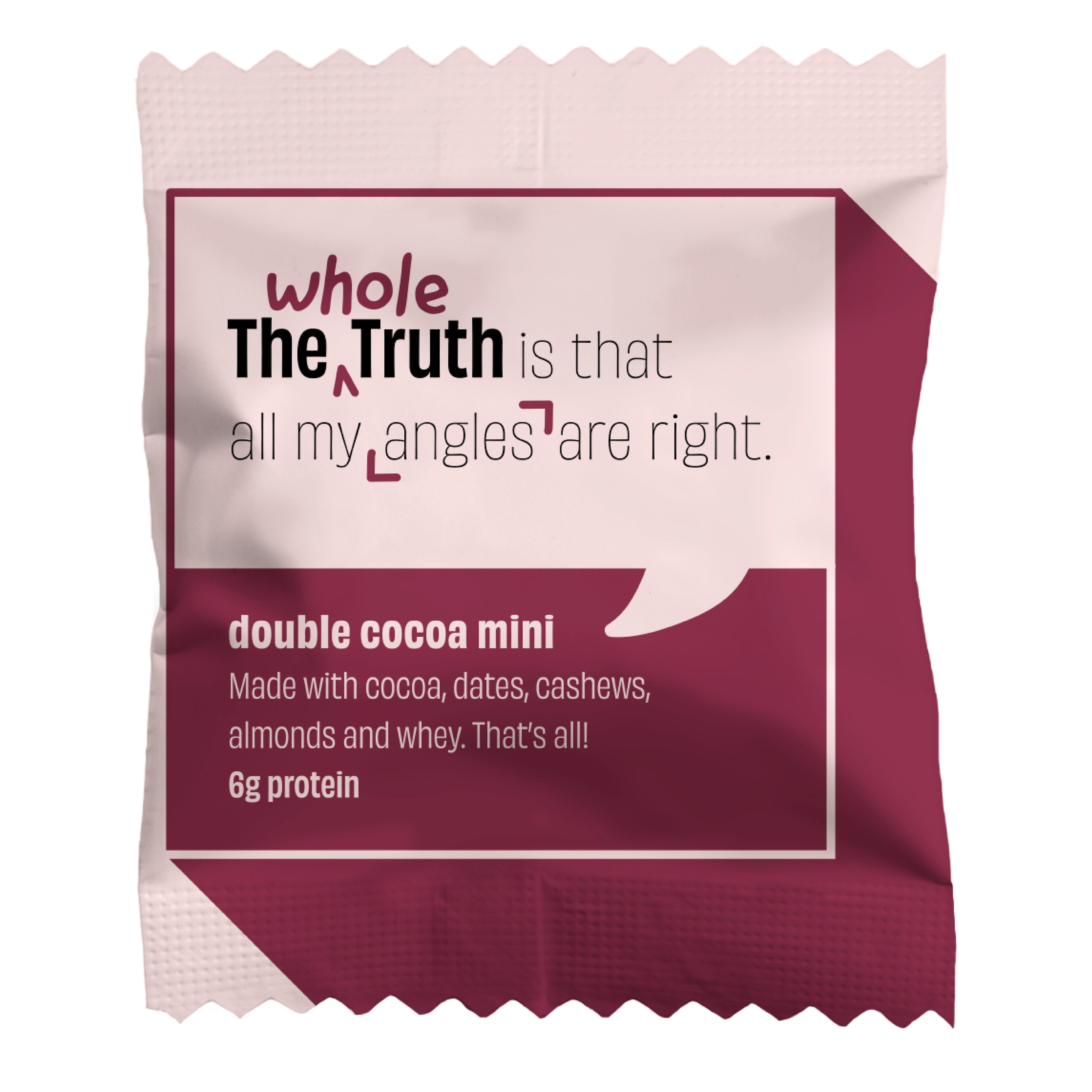 The Whole Truth - Mini Protein Bars - Double Cocoa- Pack of 8 - 8 x 27g - No Added Sugar - All Natural
