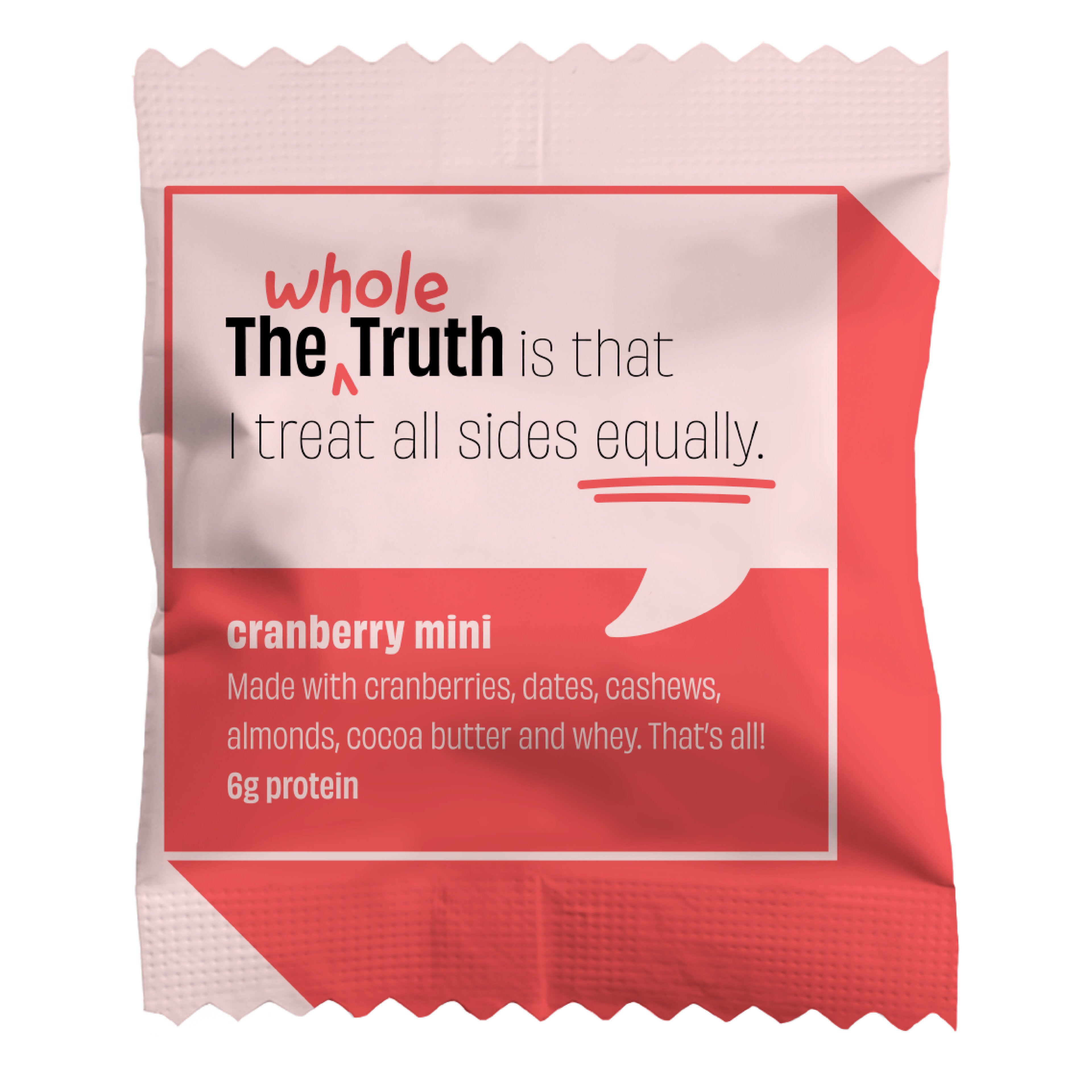The Whole Truth - Mini Protein Bars - Cranberry - Pack of 8-8 x 27g - No Added Sugar - All Natural