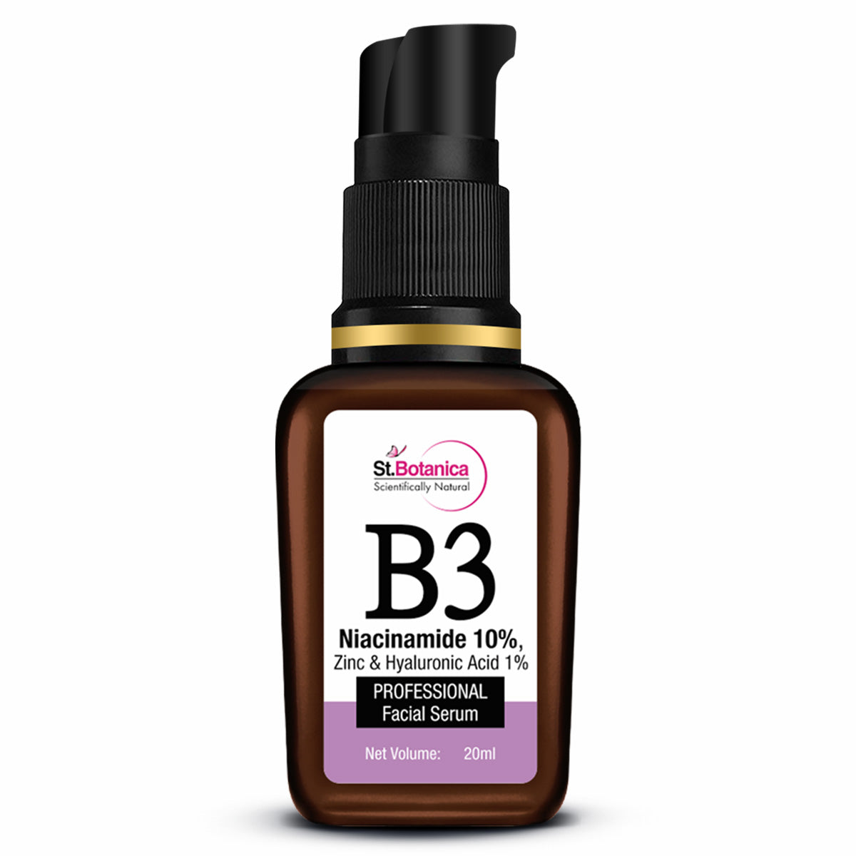 St.Botanica B3 Niacinamide 10%, Zinc & Hyaluronic Acid 1% Professional Face Serum, 20 ml