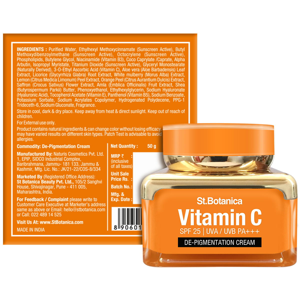 St.Botanica Vitamin C, E & Hyaluronic Acid Depigmentation Cream, Whitening & Tan Removal, 50 g (STBOT583)