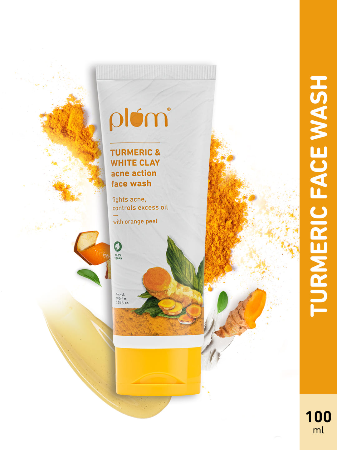 Plum Face Wash | Acne Action | Turmeric & White Clay | Non-Drying | 100ml