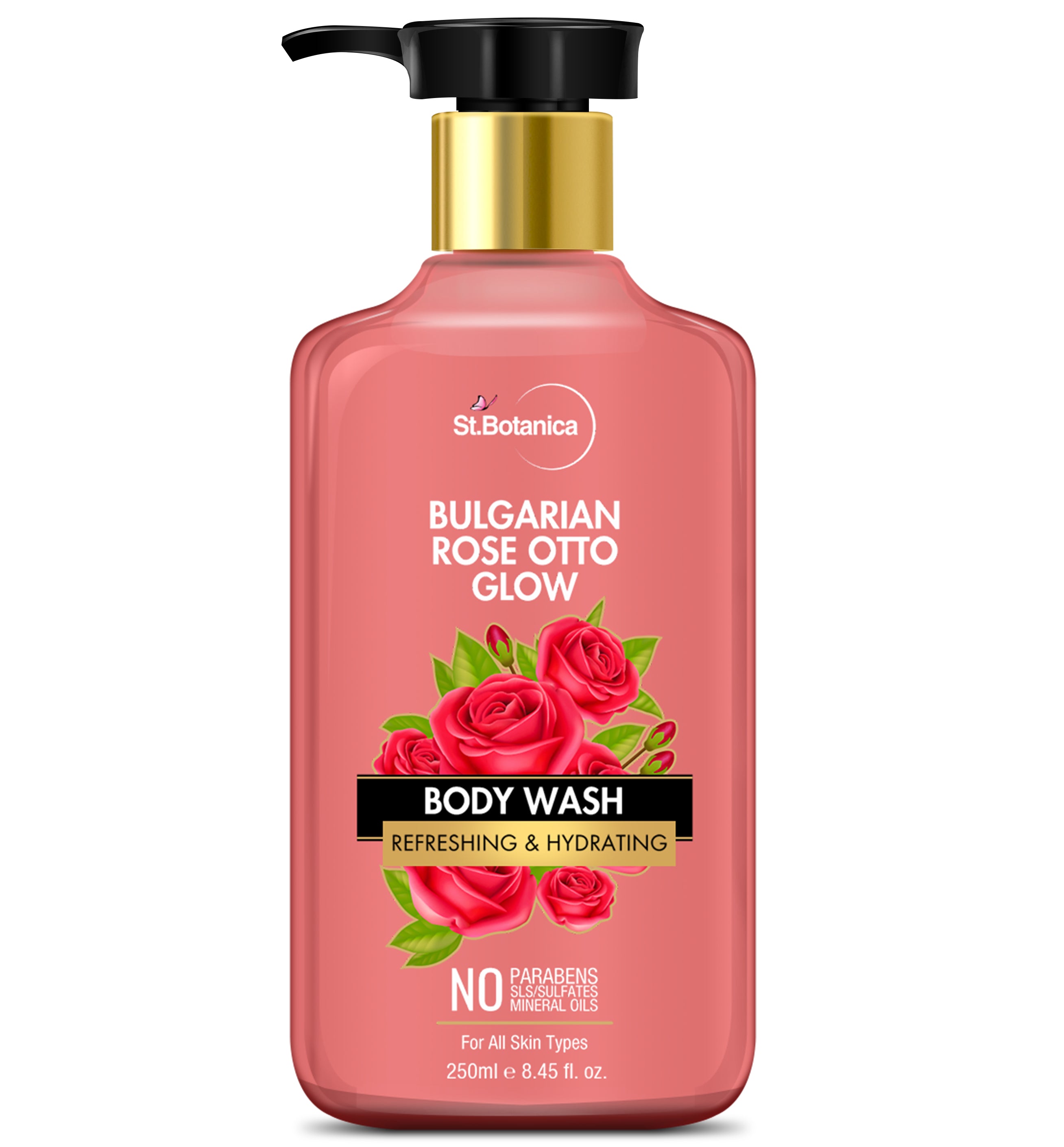 St.Botanica Bulgarian Rose Otto Glow Body Wash Refreshing & Hydrating No Paraben & Sls, 250 ml (STBOT678)