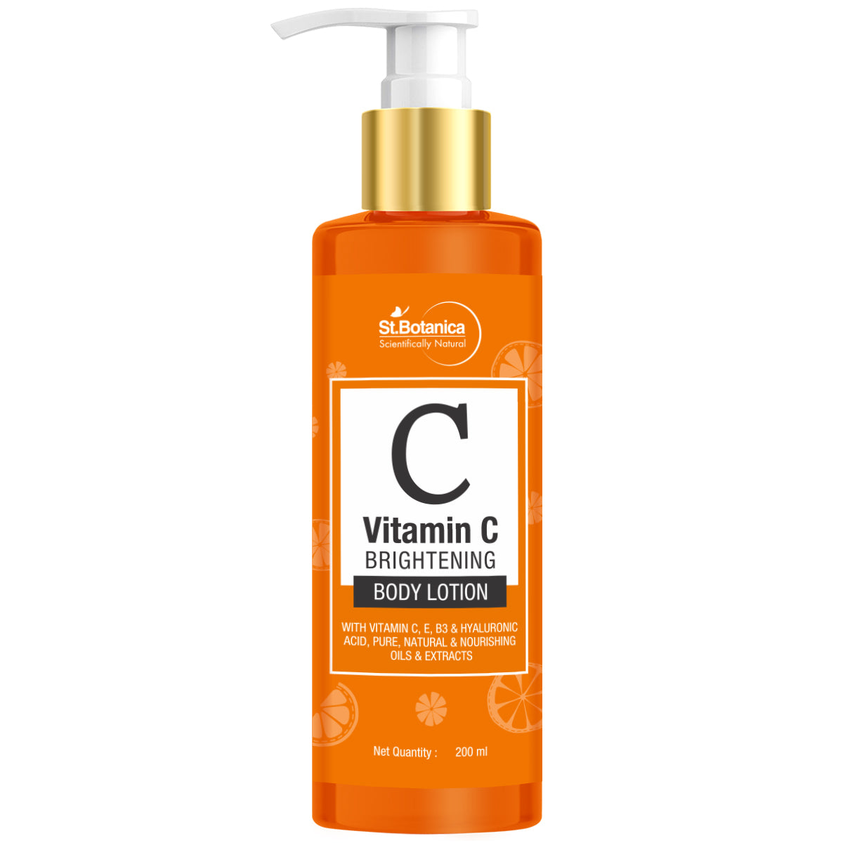 St.Botanica Vitamin C Skin Brightening Body Lotion, with Vitamin C, E, Hyaluronic Acid and Pure Nourishing Oils, (200 ml, Normal Skin)