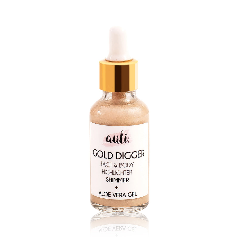 Auli Gold Digger | Liquid Facial Highlighter | With Aloe Vera | Illuminates high points of face & hydrates | Long lasting | 30ml
