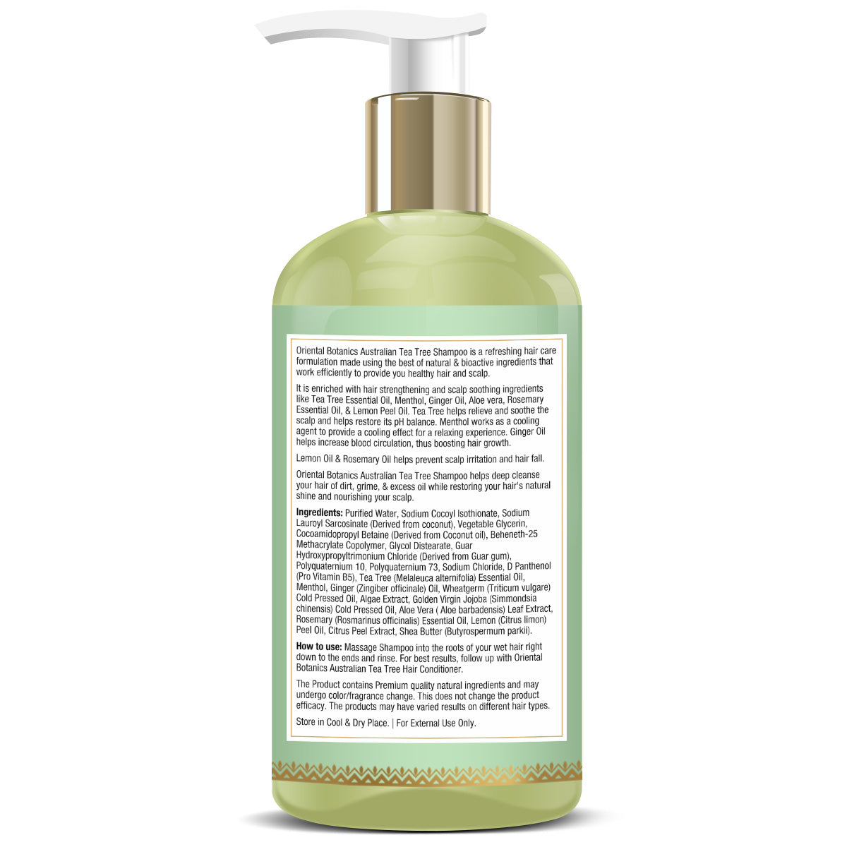 Oriental Botanics Australian Tea Tree Hair Shampoo - With Aloe Vera, Shea Butter - For Healthy and Nourished Hair - No Sls/ Sulphate, Paraben, Silicones, 300 ml