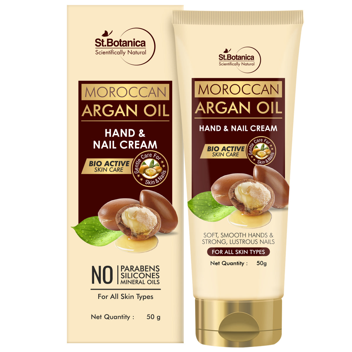 St.Botanica Moroccan Argan Oil Hand and Nail Cream, For Soft, Smooth Hands & Strong Lustrous Nails, 50 g (STBOT557)