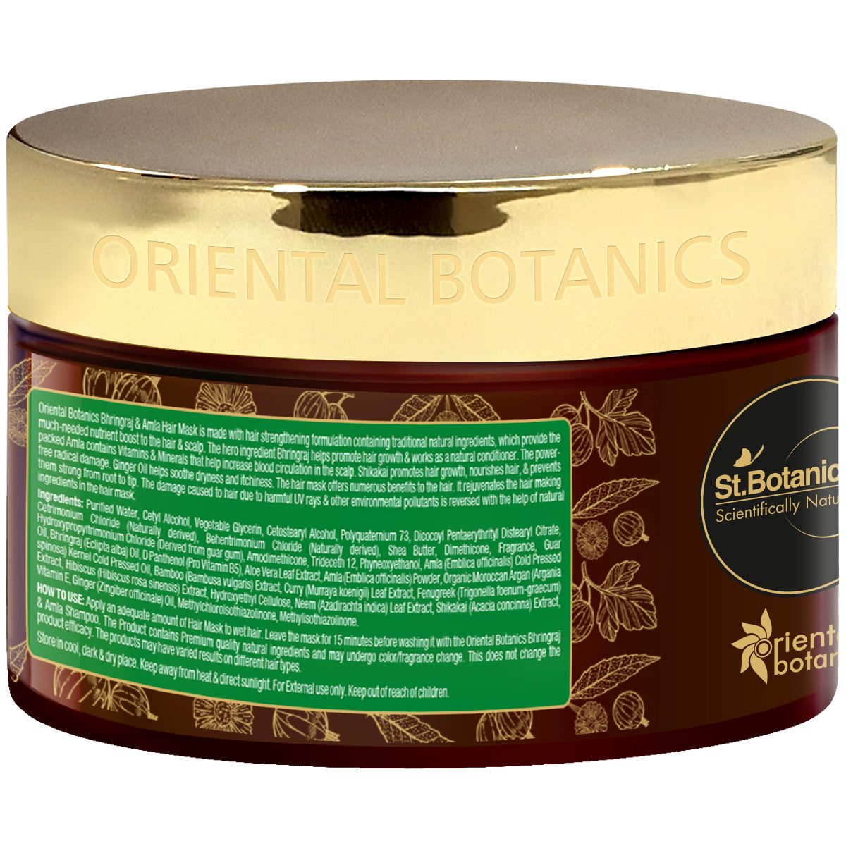 Oriental Botanics Bhringraj & Amla Hair Mask, No Sls/Sulphate, Paraben - For Long, Strong & Smooth Hair - Strengthens Hair, Promotes Growth, 200 ml