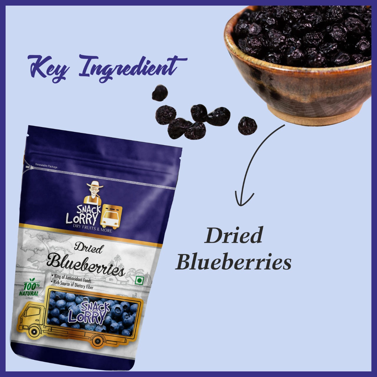 Snacklorry Dried blueberries | 150g