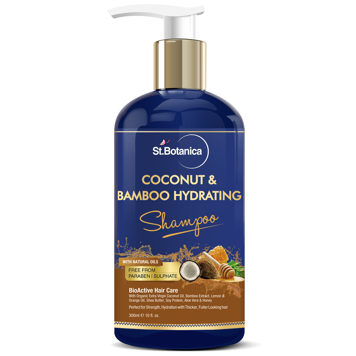 St.Botanica Coconut Oil & Bamboo Hair Strengthening Shampoo - 300ml - No Sulphate, No Parabens, No Silicon