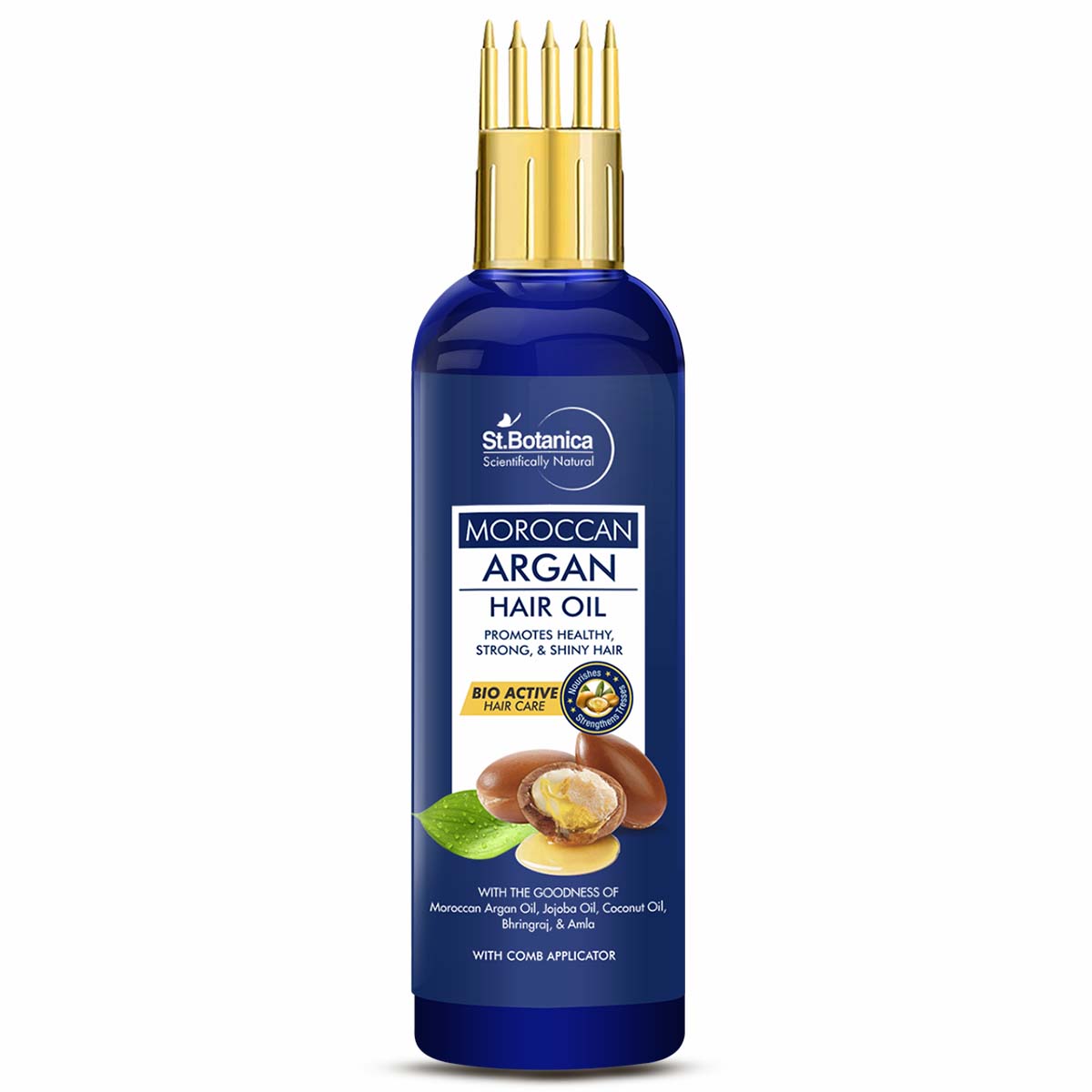 St.Botanica Moroccan Argan Hair Oil With Comb Applicator 200ml - With Goodness Of 19 Oils - Promotes Healthy, Long, Strong & Shiny Hair