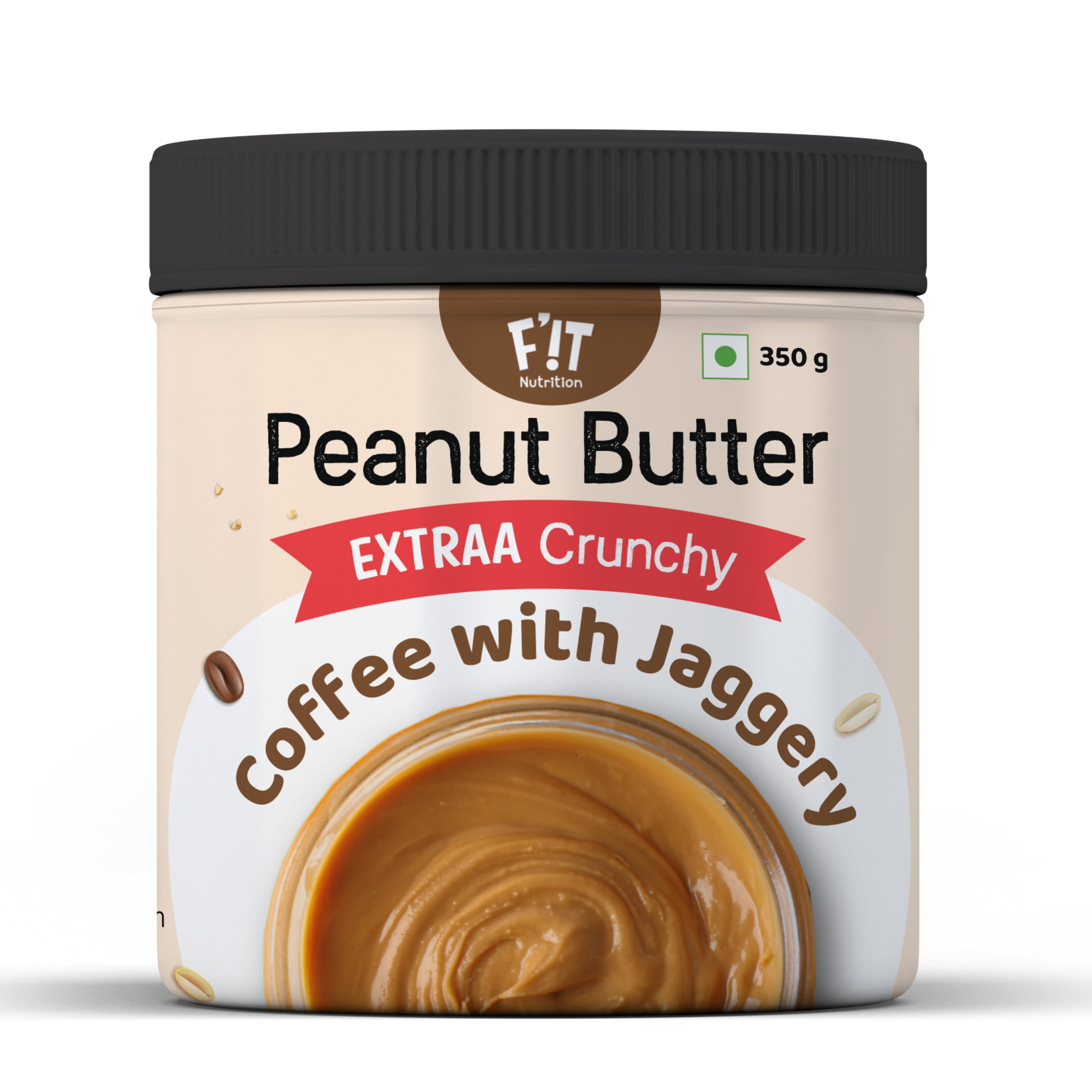 FiT Nutrition Coffee Peanut Butter | With Jaggery | EXTRAA Crunchy | High Protein | Gluten Free | 350g