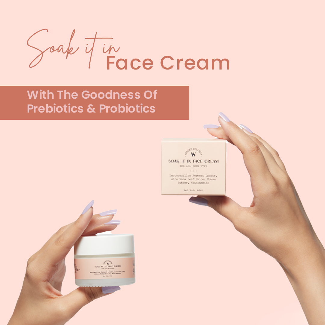 Sonnet Wellness Face Cream | Probiotic & Prebiotic | Kokum Butter, Niacinamide, Lactobacillus Ferment Lysate, Aloe Juice | 45ml
