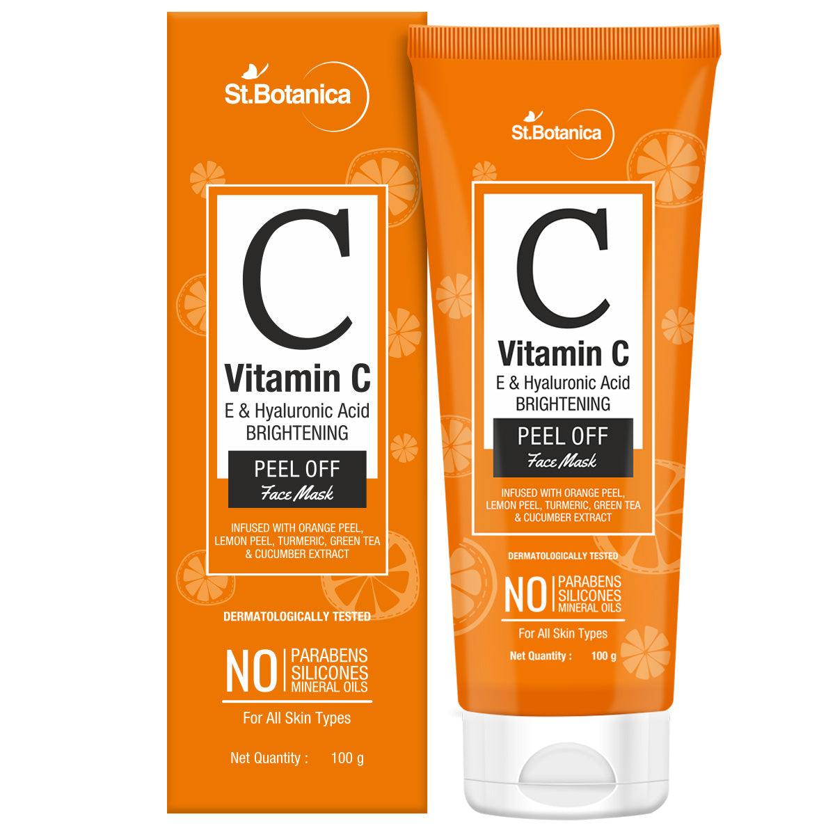 St.Botanica Vitamin C Brightening Peel Off Mask For Dark Spots, Clear and Radiant Complexion - No Parabens, Sulphate, Silicones, 100 ml