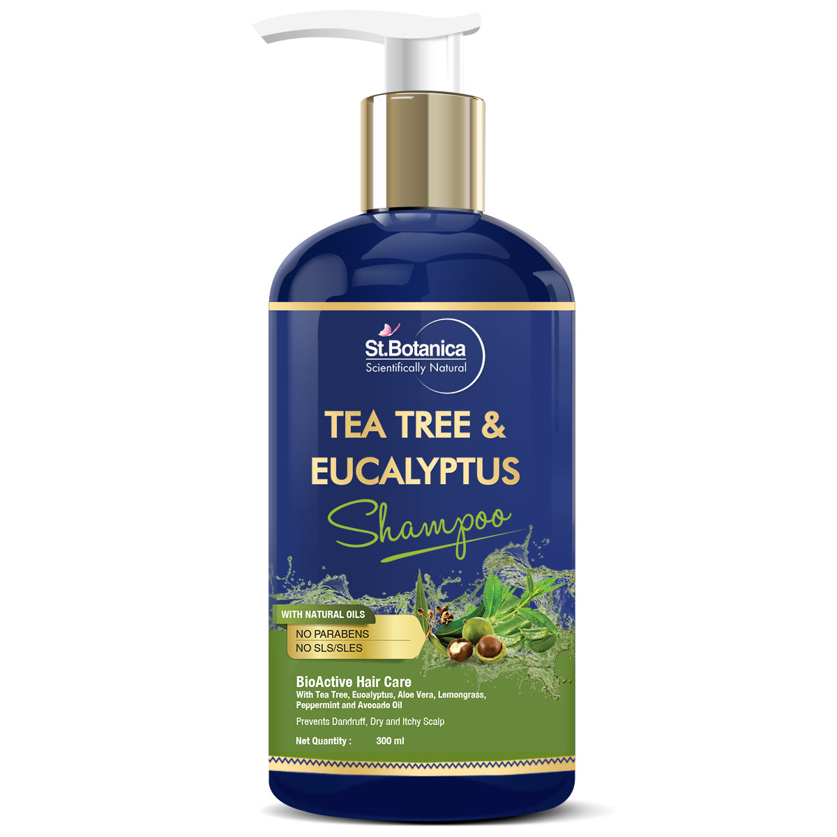 St.Botanica Eucalyptus & Tea Tree Oil Hair Repair Shampoo - 300ml - No SLS/Sulphate, No Parabens, No Silicon