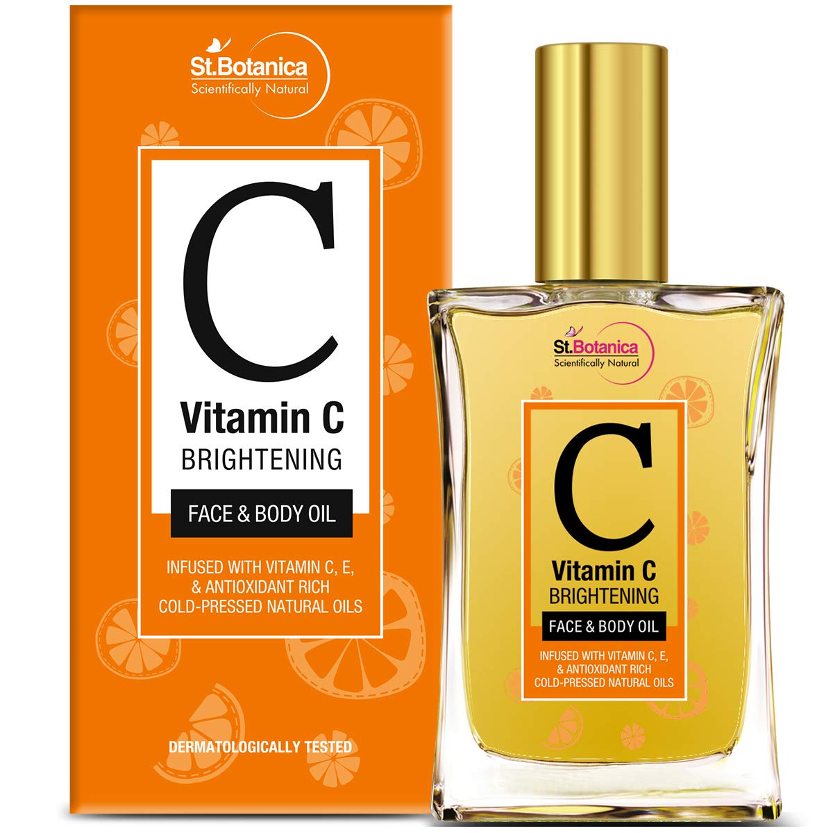 St.Botanica Vitamin C Brightening Face & Body Oil, Infused With Antioxidants And Natural Oils, 100 ml (STBOT676)