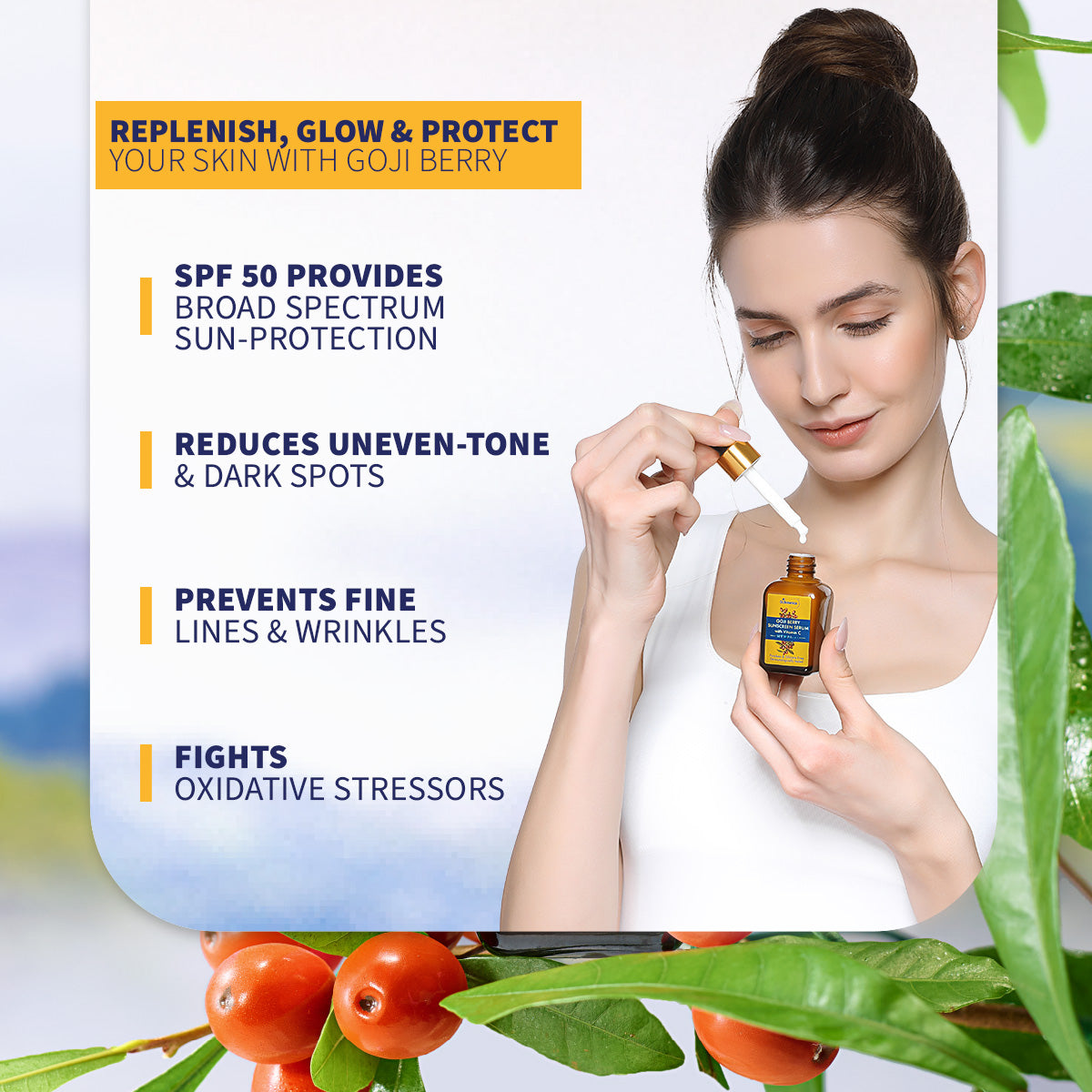St.Botanica Goji Berry SPF 50 PA+++ Sunscreen Serum, 30ml with Goji Berry, 1% Vitamin C & Dragonfruit | For Broadspectrum Sun Protection & Bright Skin | Paraben Free, Cruelty Free & Vegan