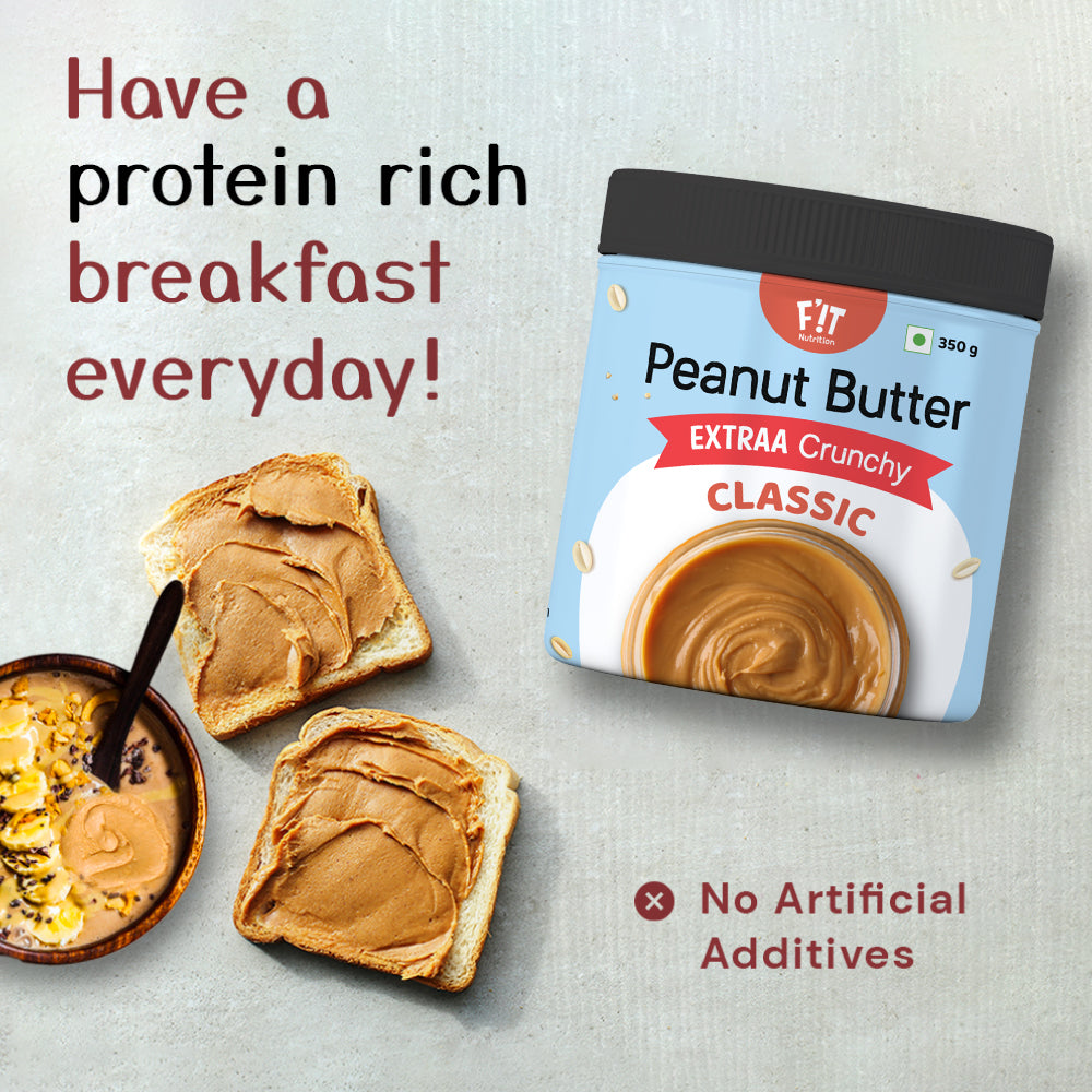 FiT Nutrition Classic Peanut Butter | EXTRAA Crunchy | High Protein | Gluten Free | 350g