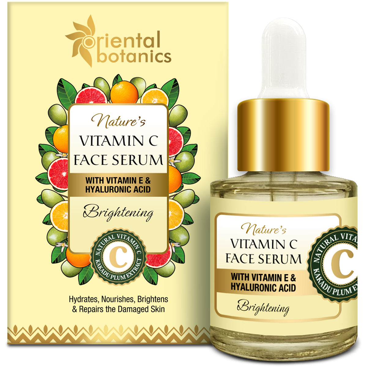 Oriental Botanics Nature's Vitamin C Brightening Face Serum With Vitamin E and Hyaluronic Acid - With Kakadu Plum, 20 ml