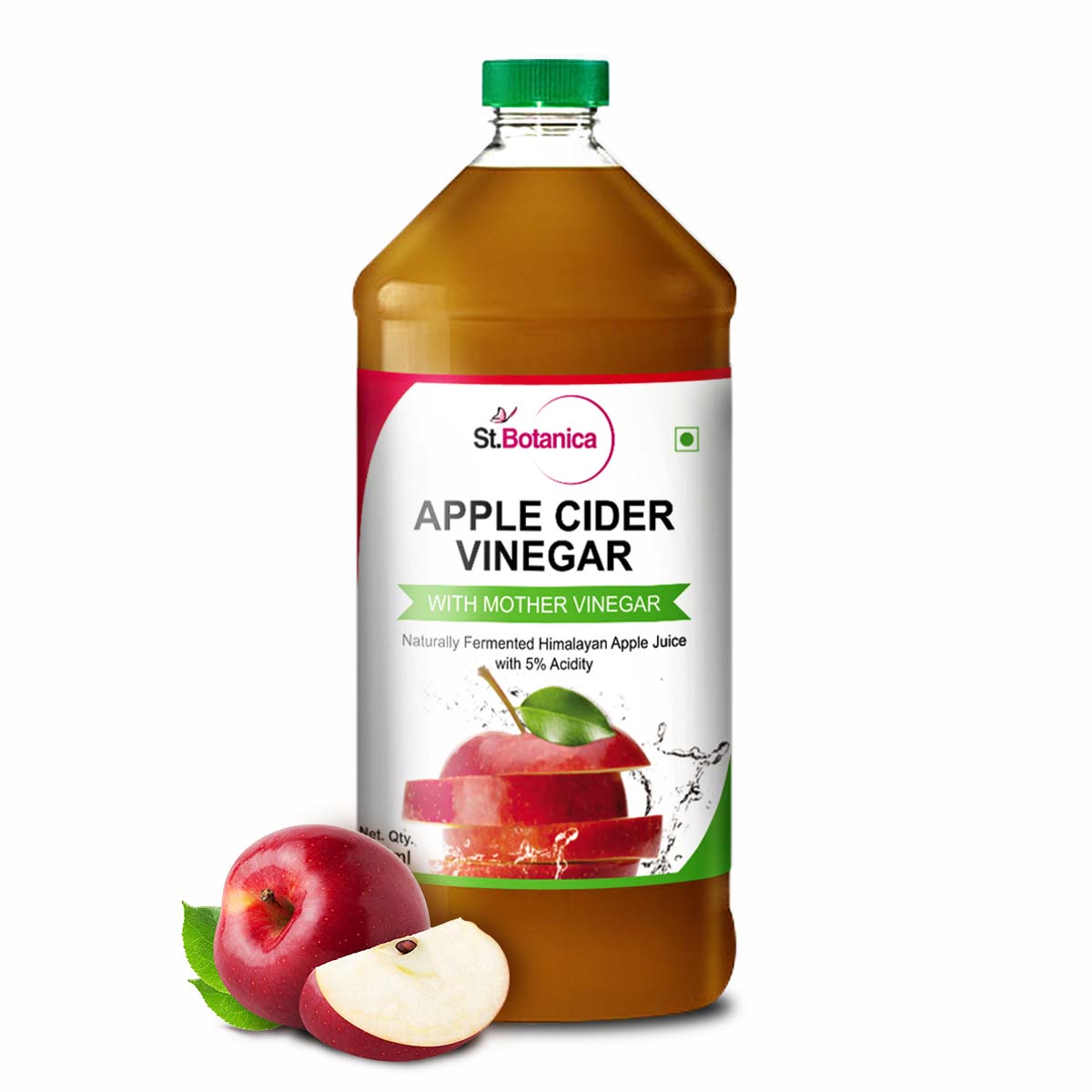 St.Botanica Natural Apple Cider Vinegar with Mother Vinegar - 500 ml - Raw, Unfiltered, UnRefined