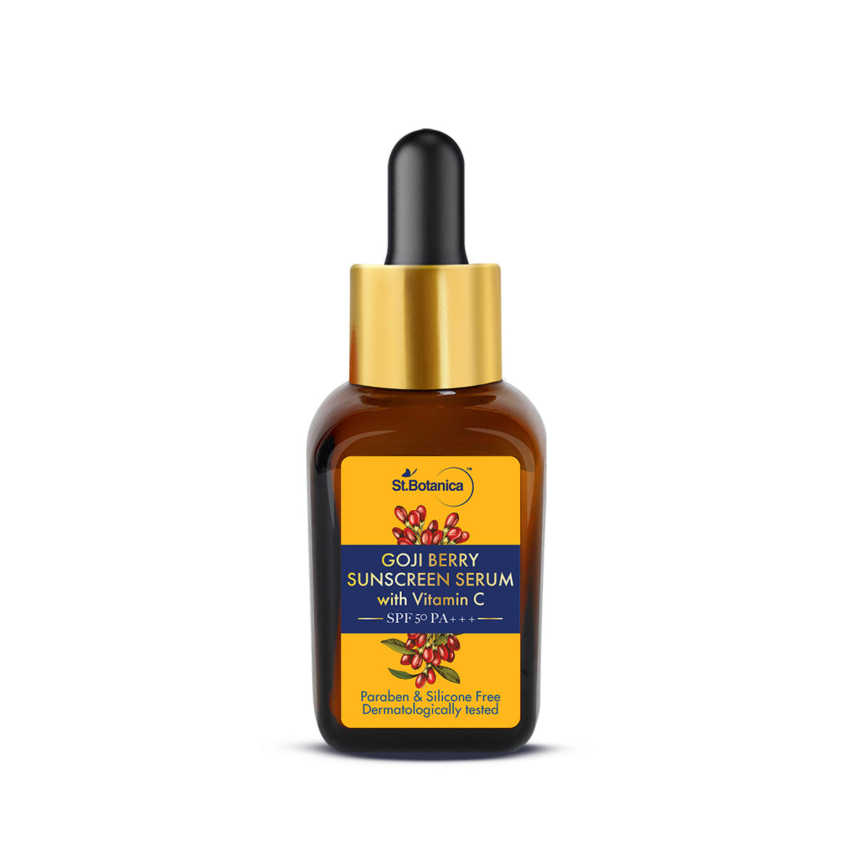St.Botanica Goji Berry SPF 50 PA+++ Sunscreen Serum, 30ml with Goji Berry, 1% Vitamin C & Dragonfruit | For Broadspectrum Sun Protection & Bright Skin | Paraben Free, Cruelty Free & Vegan